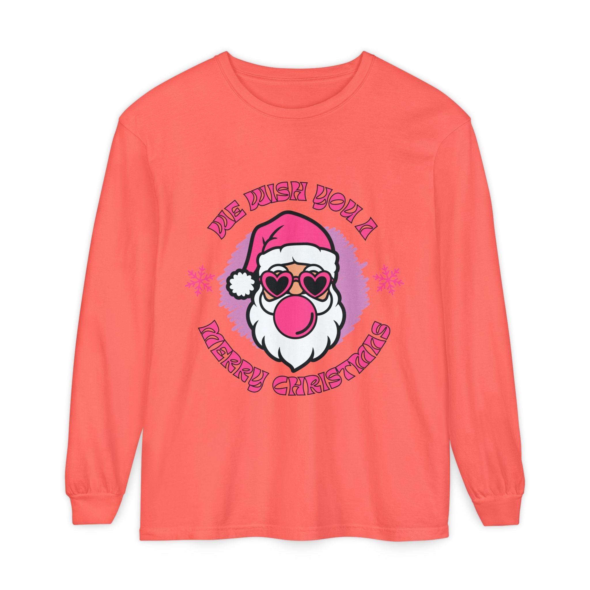 Merry Christmas Long Sleeve T-Shirt, Unisex Festive Tee, Holiday Wear, Santa Design Apparel, Christmas Gift Idea, Relaxed Fit Shirt