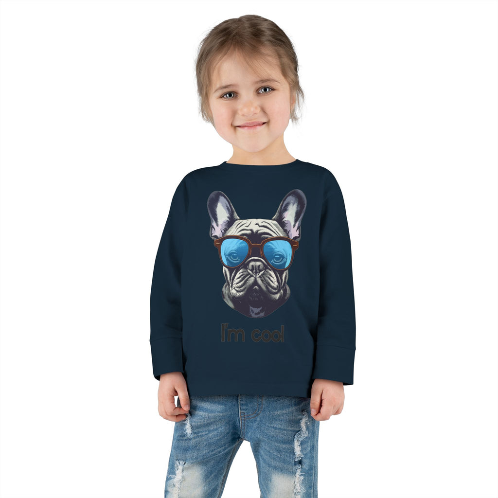 Cool Toddler Long Sleeve Tee with Fun Dog Design, Children's Gift, Playful Tee, Cute Apparel, Pet Lover Gift