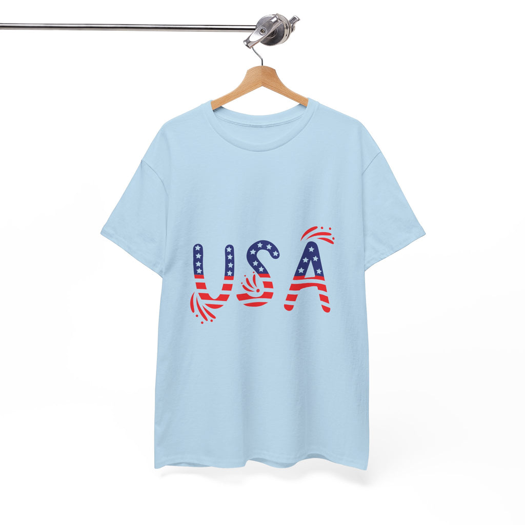 Patriotic USA Tee - Unisex Heavy Cotton T-Shirt for Independence Day, Barbecues, Festivals, Casual Wear, Gift