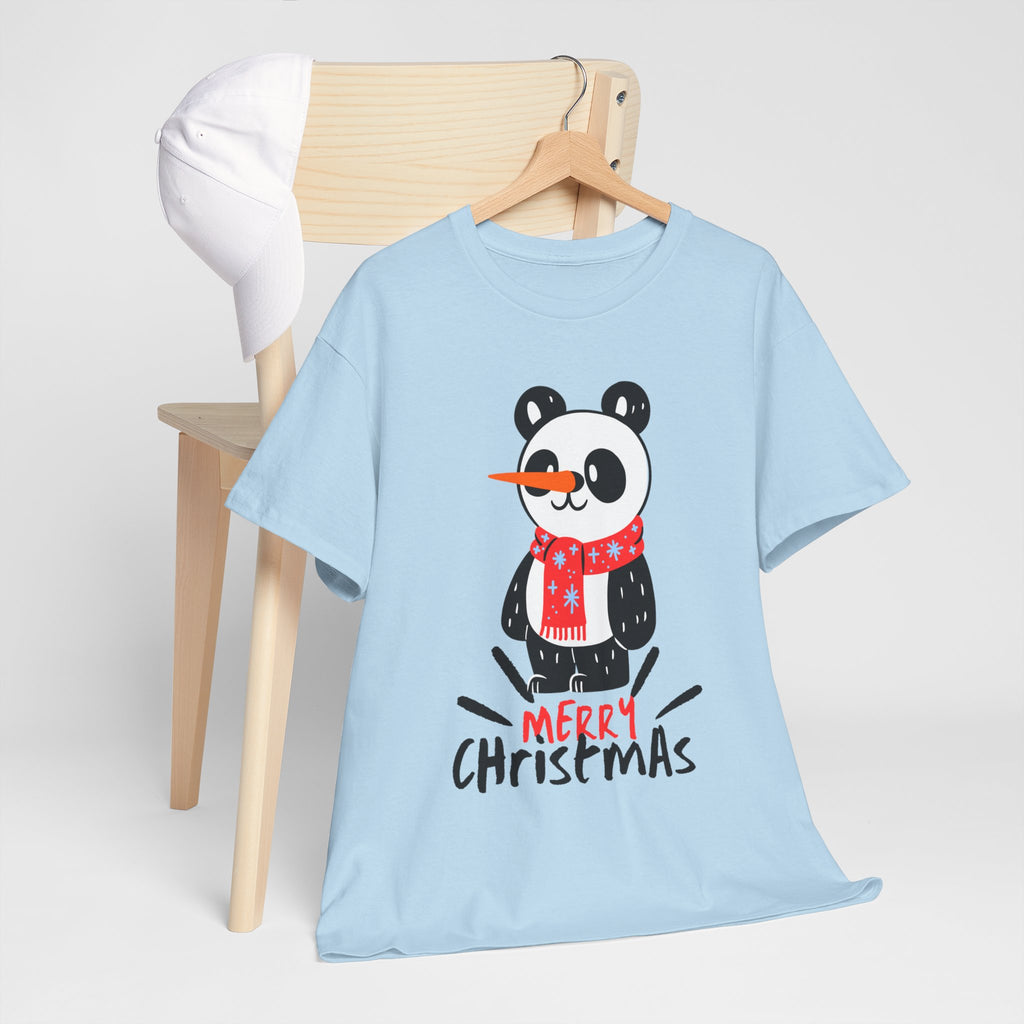 Cute Merry Christmas Panda Tee for Holiday Cheer, Unisex Cotton T-Shirt, Fun Gift for Him & Her, Christmas Apparel, Winter Gathering