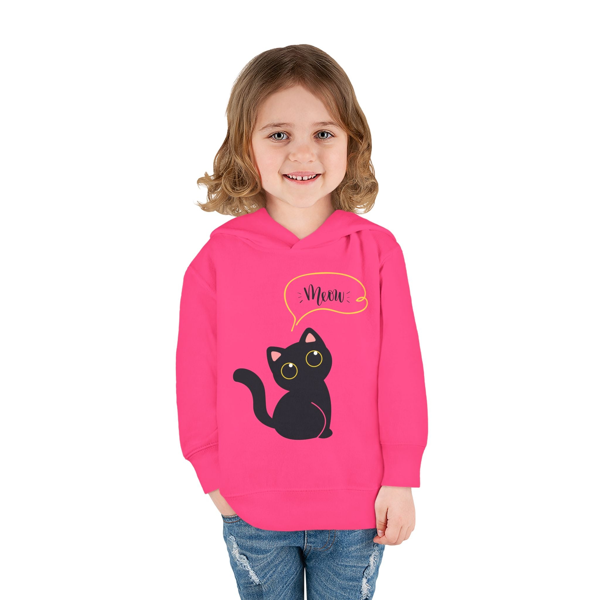 Black Cat Toddler Fleece Hoodie, Cute Kids Pullover, Cat Lover Gift, Birthday Present, Cozy Toddler Clothes