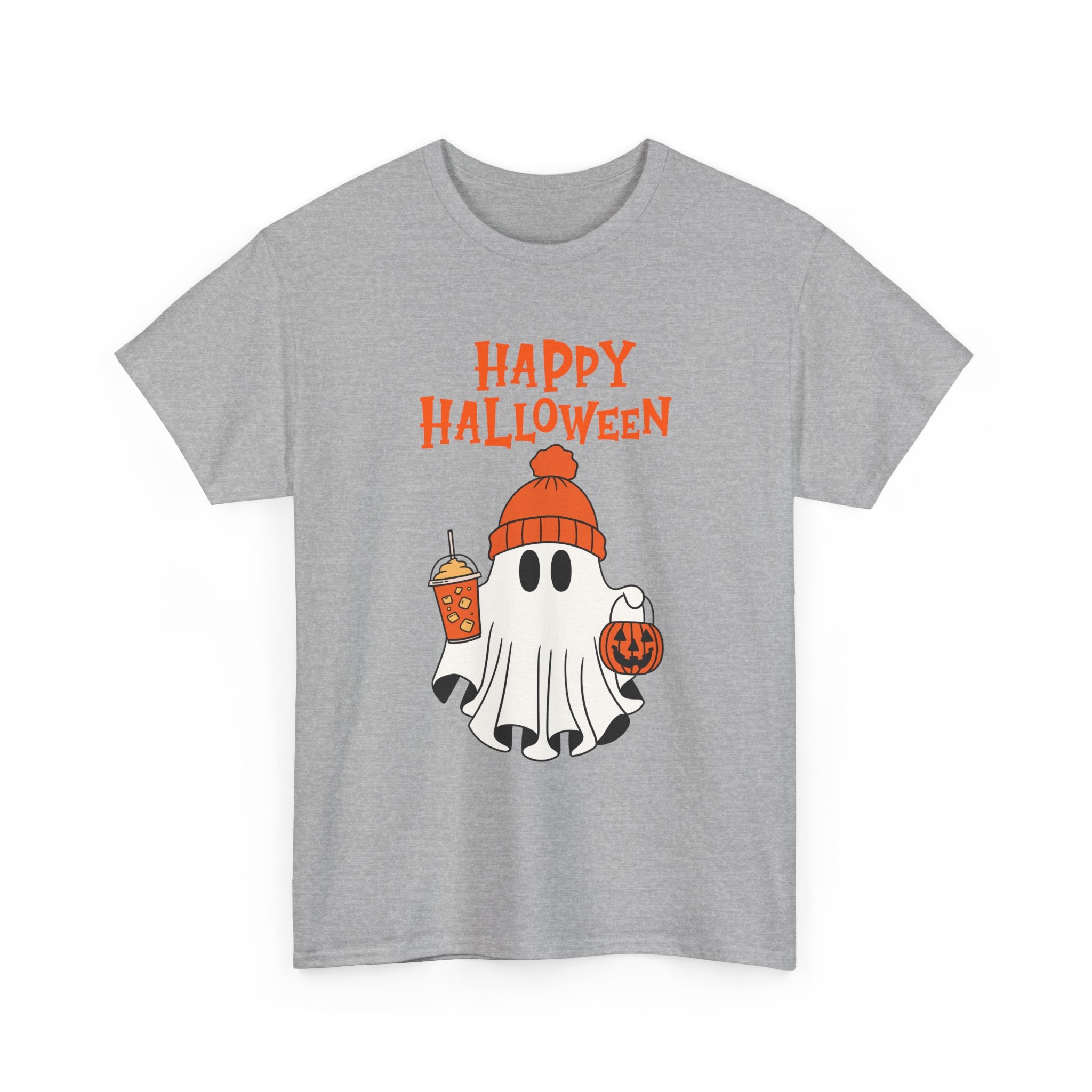 Happy Halloween Ghost Tee, Unisex Cotton T-Shirt, Halloween Apparel, Fall Fashion, Cute Halloween Gift, Ghost Tee