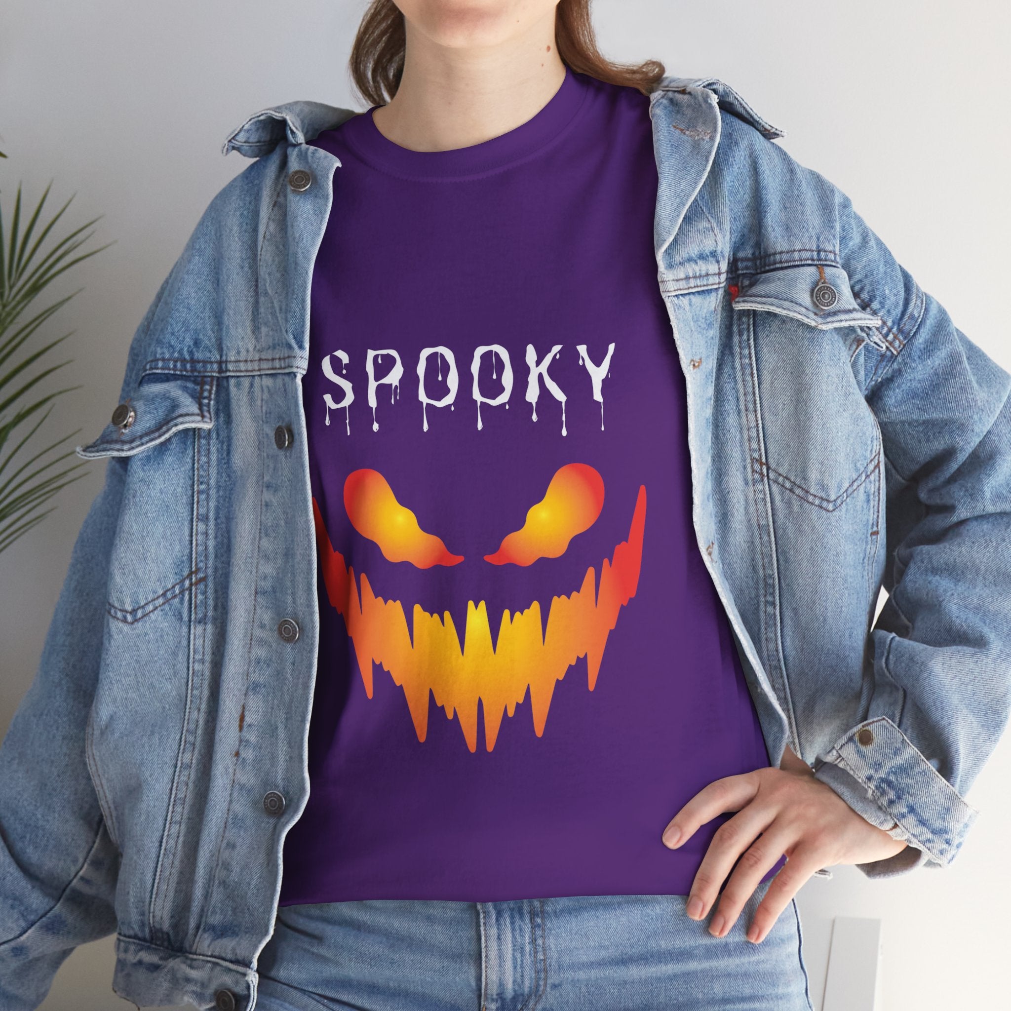 Spooky Unisex Heavy Cotton Tee - Halloween Shirt, Goth Fashion, Casual Wear, Festival Tee, Gift for Horror Fans