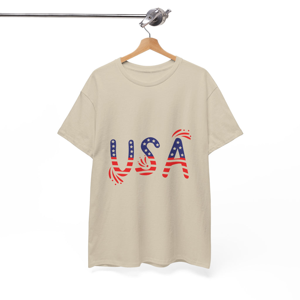Patriotic USA Tee - Unisex Heavy Cotton T-Shirt for Independence Day, Barbecues, Festivals, Casual Wear, Gift