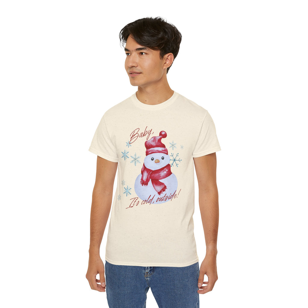 Winter Wonderland Snowman Tee, Unisex Cotton T-Shirt for Holiday Cheer, Christmas Party, Gift, Cozy Winter Apparel