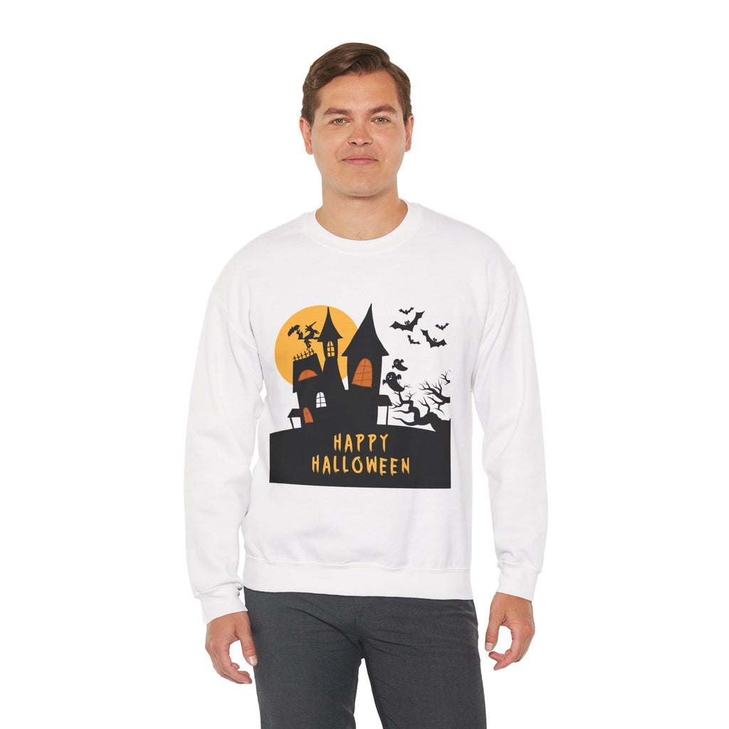 Halloween Haunted House Sweatshirt, Cozy Fall Wardrobe, Unisex Pullover, Spooky Season, Halloween Gift Idea, Festival Apparel