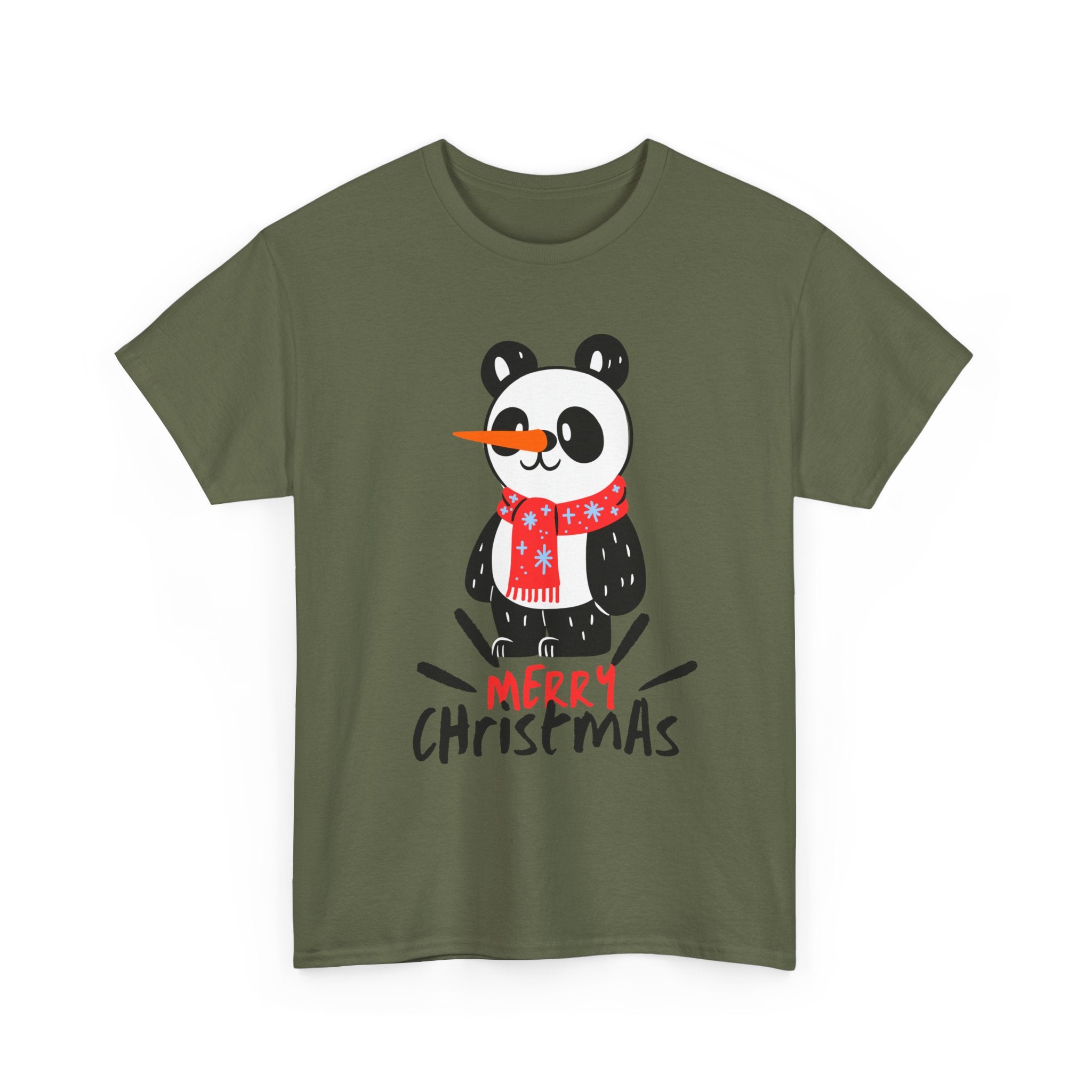 Cute Merry Christmas Panda Tee for Holiday Cheer, Unisex Cotton T-Shirt, Fun Gift for Him & Her, Christmas Apparel, Winter Gathering