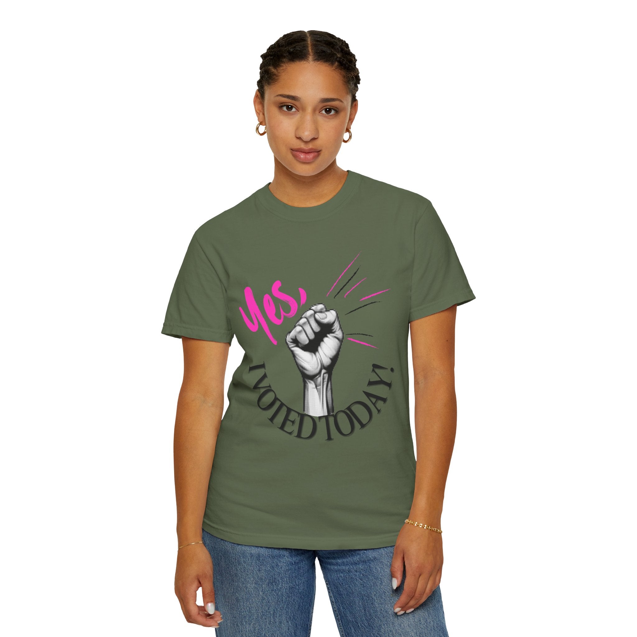 Empowering Voting T-shirt, Yes I Voted Today Tee, Unisex Garment-Dyed Shirt, Election Day Apparel, Civic Engagement Top