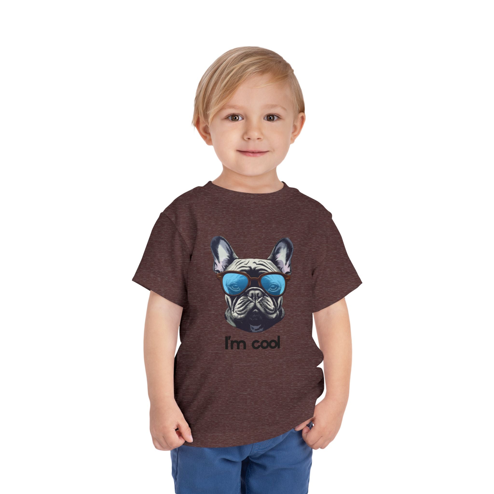Cool French Bulldog Toddler Tee, I'm Cool Shirt, Kids Summer Tee, Pet Lover Gift, Cute Toddler Outfit