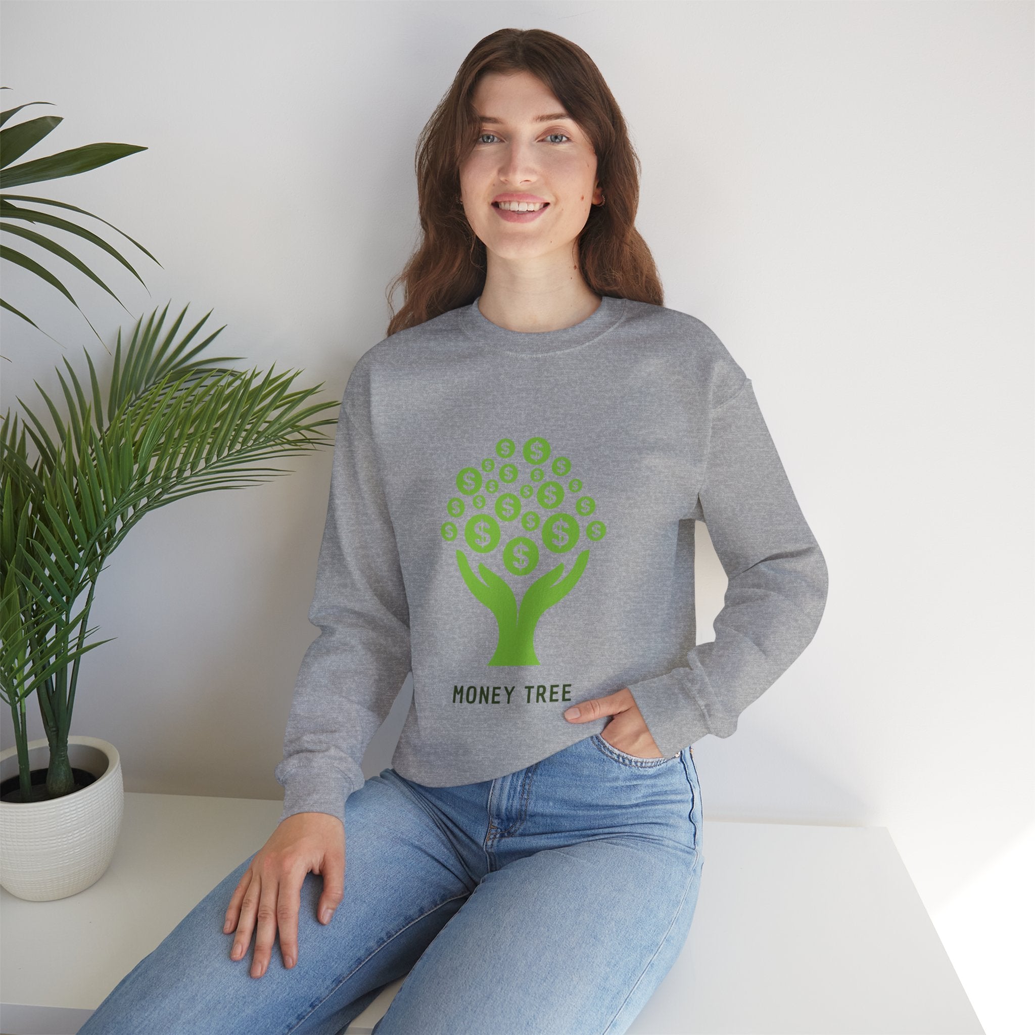 Money Tree Sweatshirt, Cozy Crewneck, Unisex Gift, Eco-Friendly Fashion, Perfect for Casual Wear, Gift for Him/Her