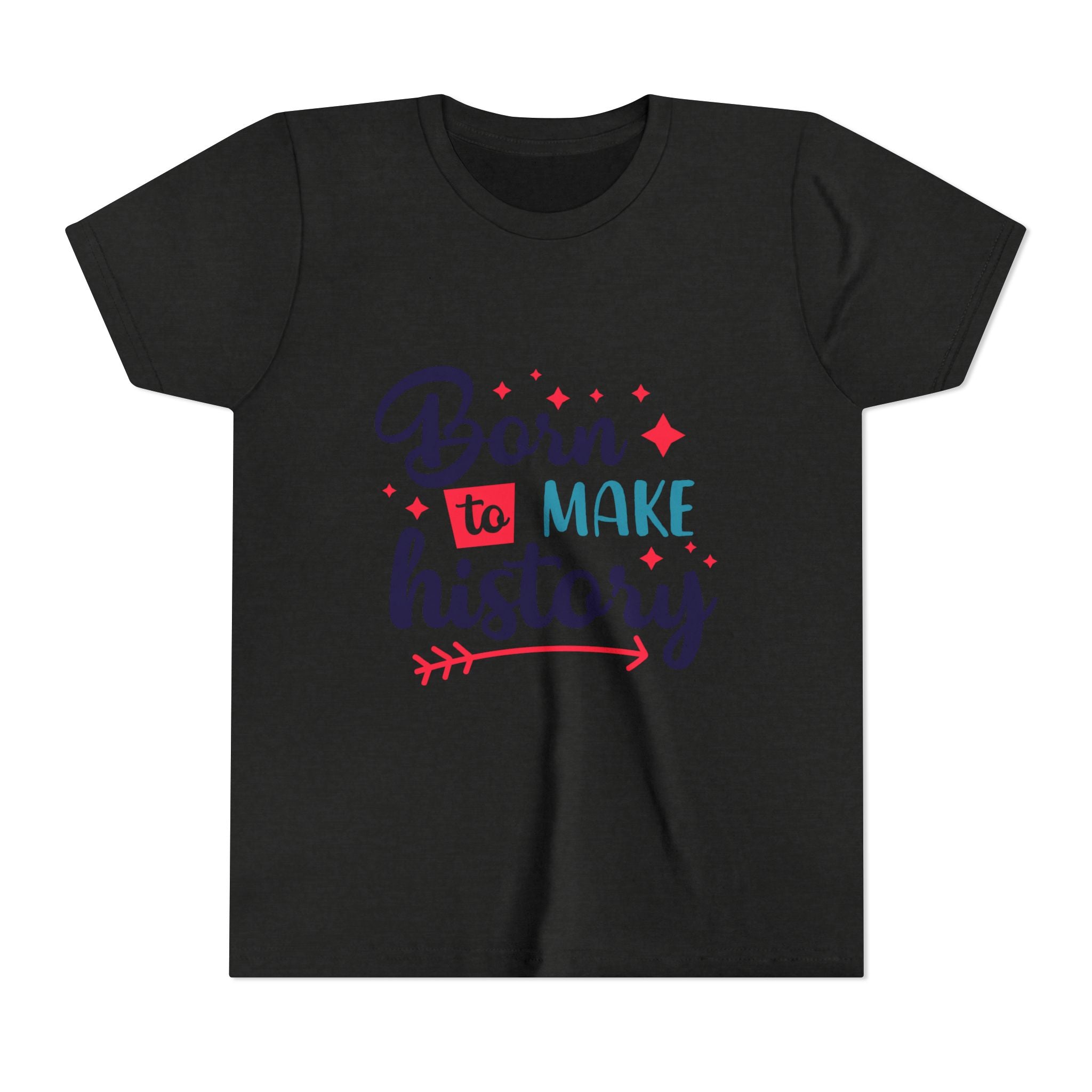 Inspired Youth Short Sleeve Tee: 'Born to Make History' Shirt, Kids Motivational Tee, Birthday Gift, Back to School, Fun Everyday Wear