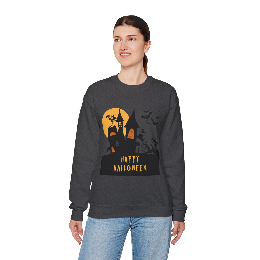 Halloween Haunted House Sweatshirt, Cozy Fall Wardrobe, Unisex Pullover, Spooky Season, Halloween Gift Idea, Festival Apparel