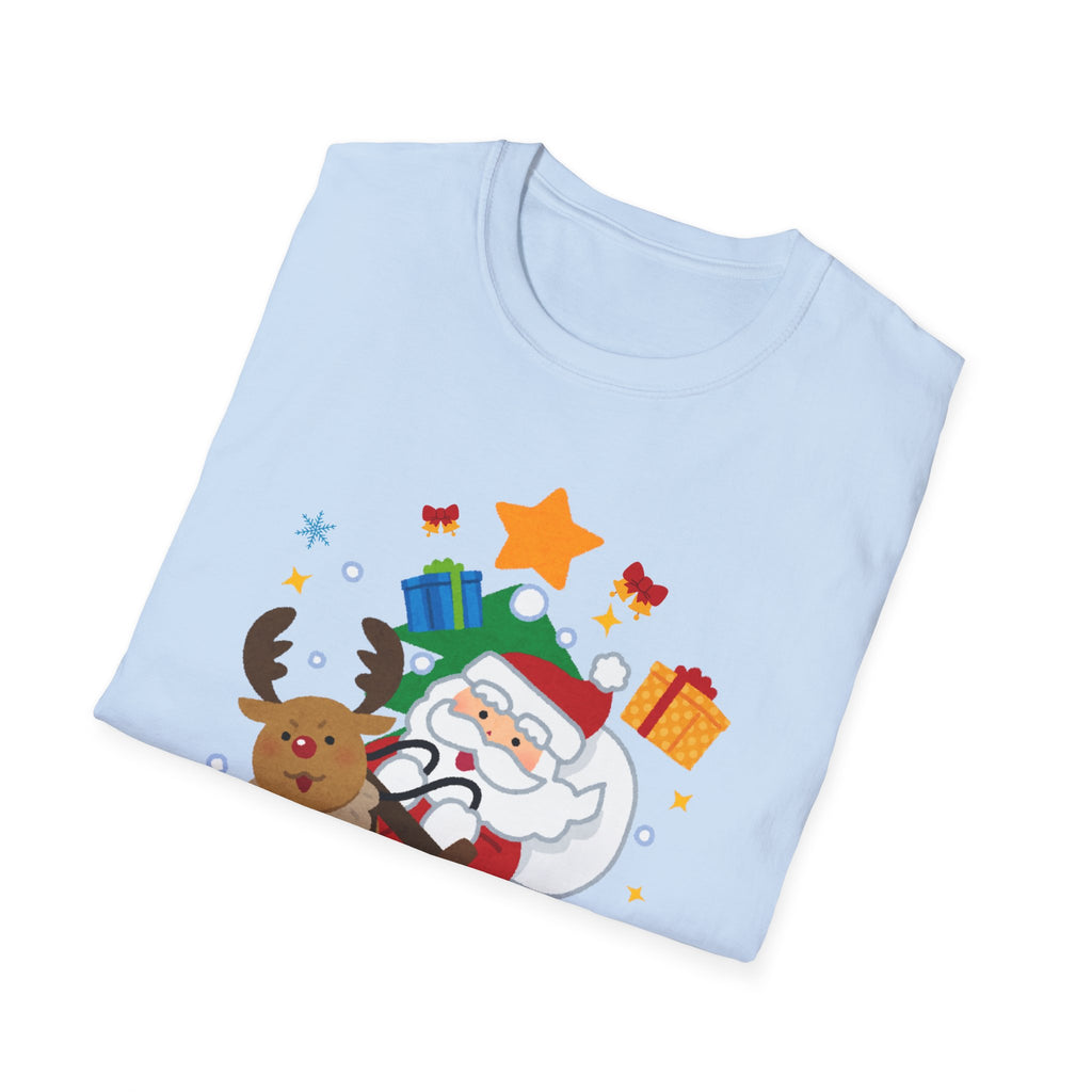 Festive Santa T-Shirt with Merry Christmas Design, Unisex Holiday Tee, Christmas Gift, Family Gathering Apparel, Cozy Winter Wear