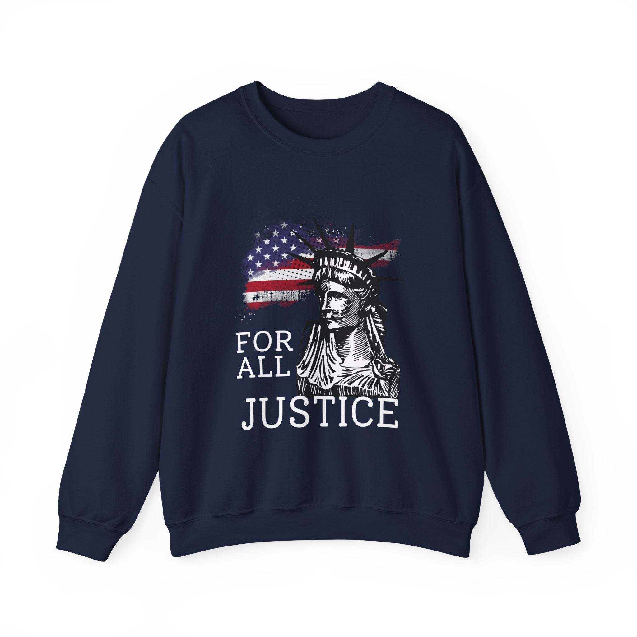 Justice Crewneck Sweatshirt - Unisex Heavy Blend, Patriotic Apparel, Comfortable Gift for Activists, USA Theme, Everyday Wear