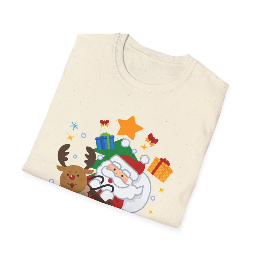 Festive Santa T-Shirt with Merry Christmas Design, Unisex Holiday Tee, Christmas Gift, Family Gathering Apparel, Cozy Winter Wear