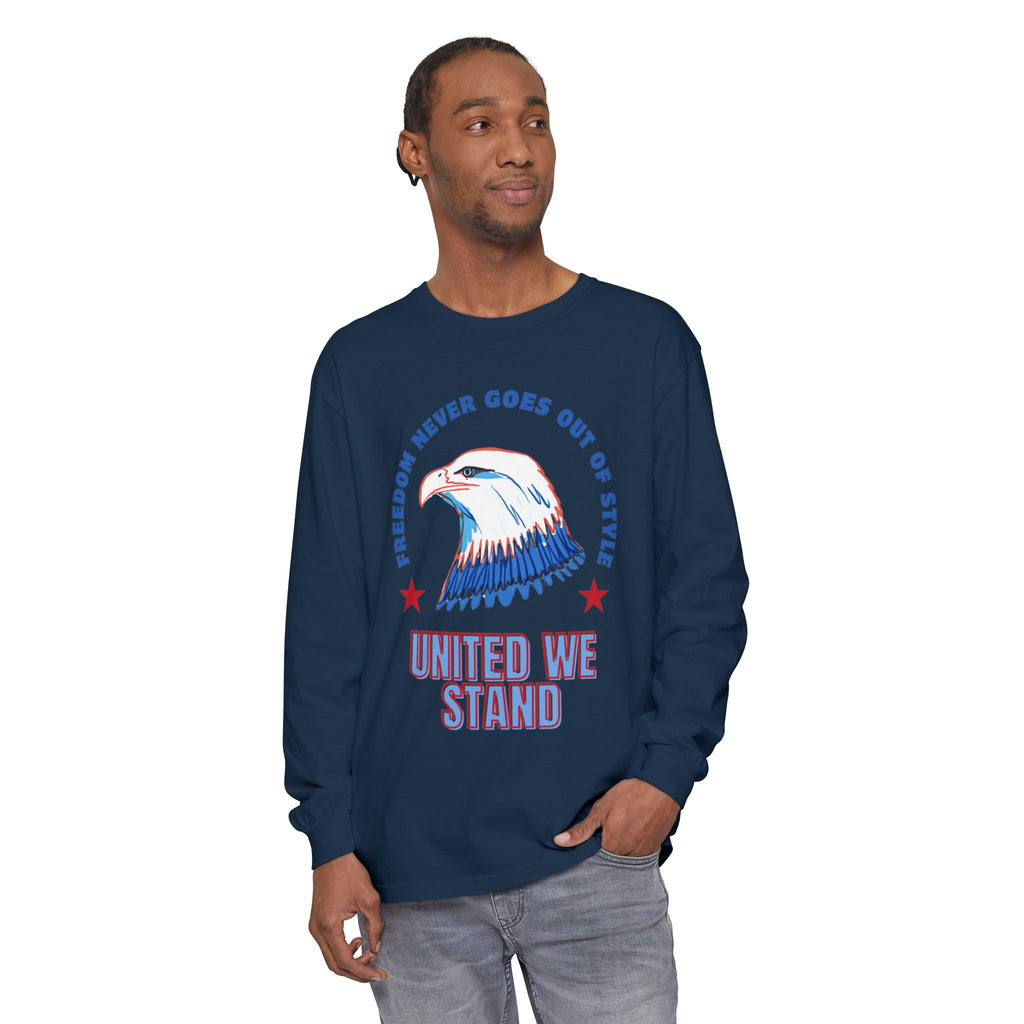 Patriotic Long Sleeve T-Shirt Perfect for Celebrating Holidays, Independence Days
