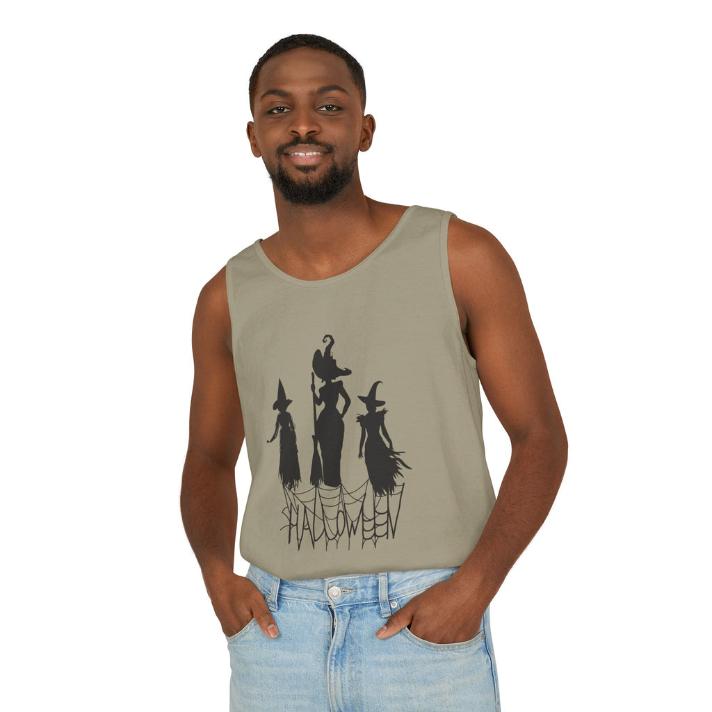 Halloween Witches Tank Top, Spooky Summer Shirt, Unisex Beach Wear, Fall Festival Apparel, Halloween Party Top