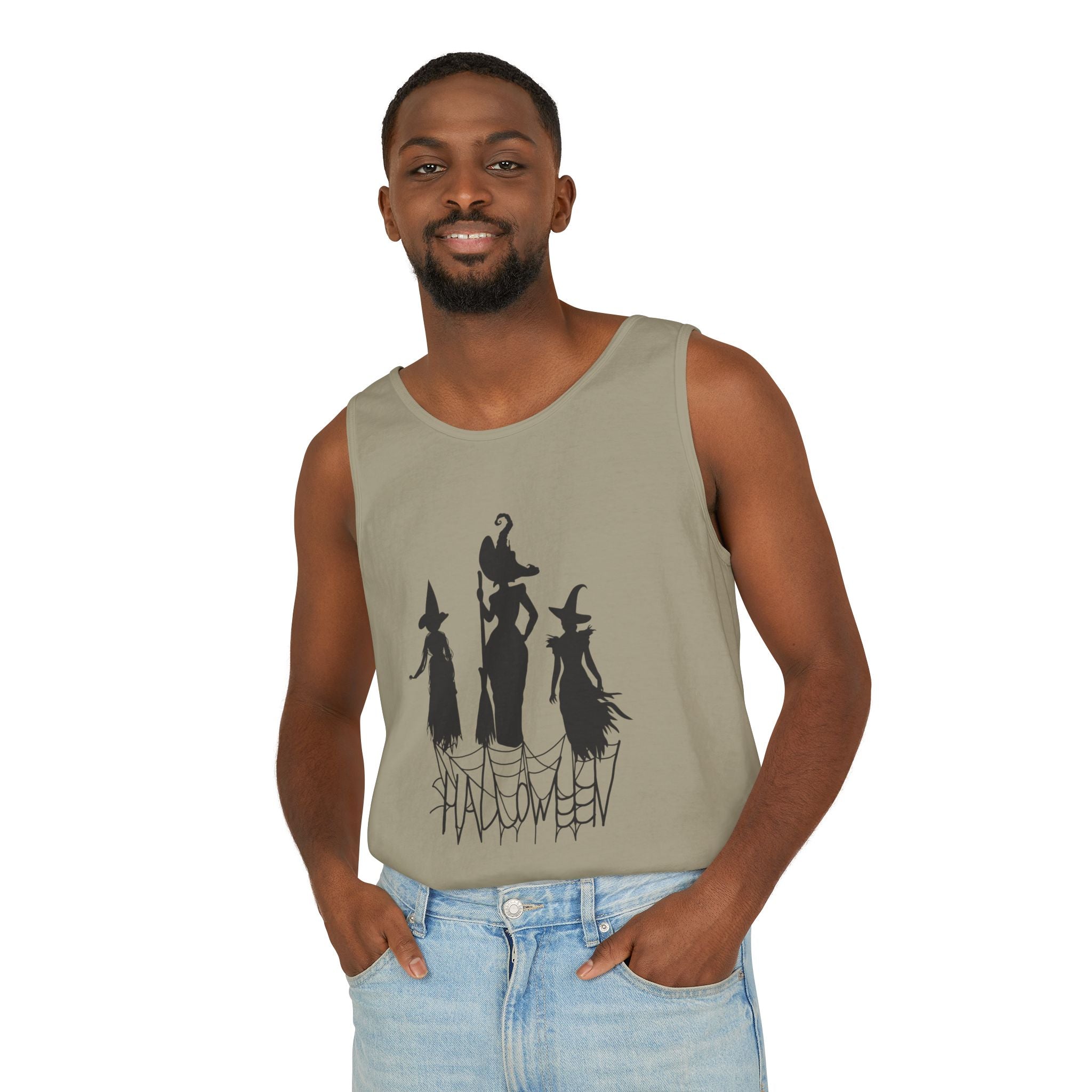 Halloween Witches Tank Top, Spooky Summer Shirt, Unisex Beach Wear, Fall Festival Apparel, Halloween Party Top