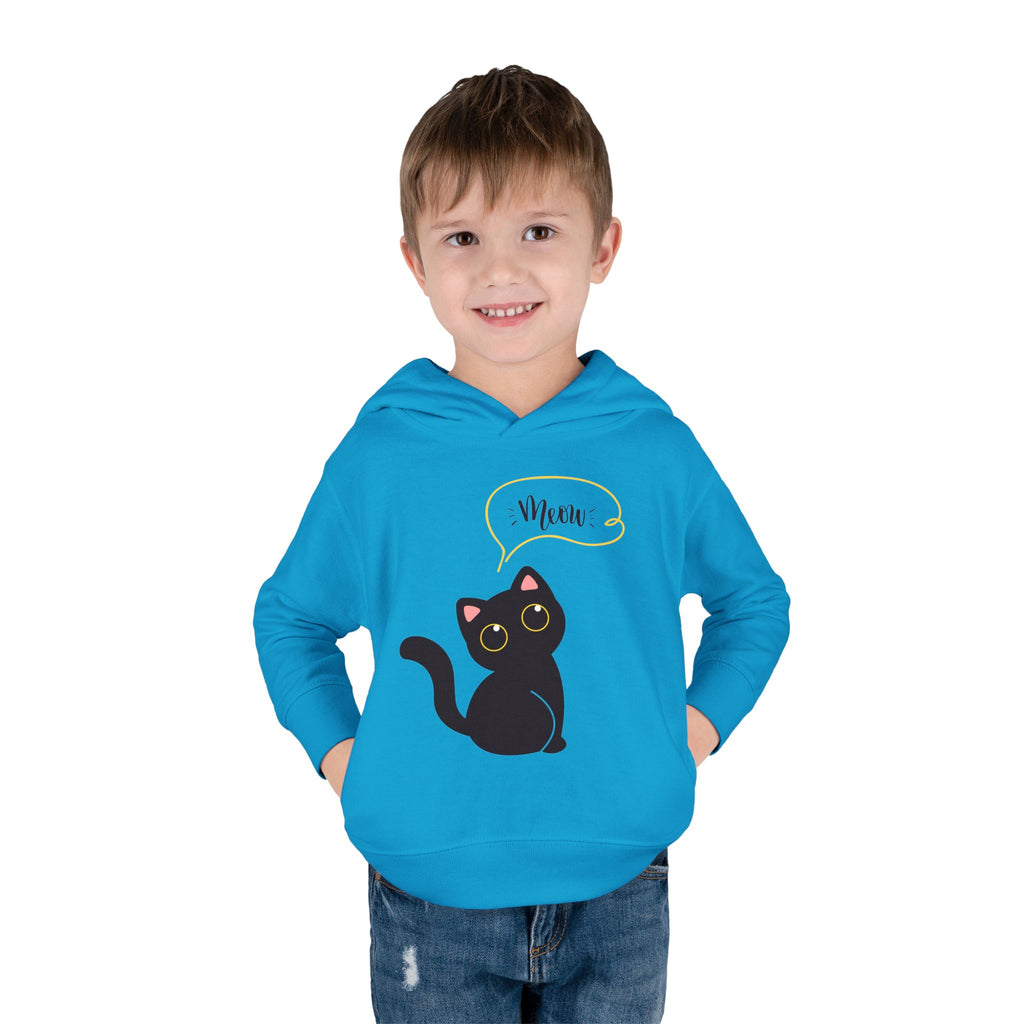 Black Cat Toddler Fleece Hoodie, Cute Kids Pullover, Cat Lover Gift, Birthday Present, Cozy Toddler Clothes
