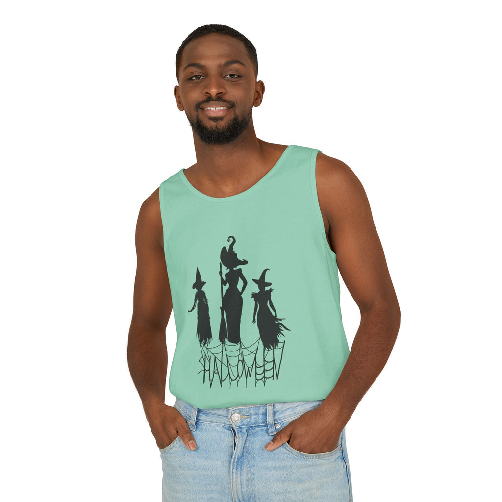 Halloween Witches Tank Top, Spooky Summer Shirt, Unisex Beach Wear, Fall Festival Apparel, Halloween Party Top