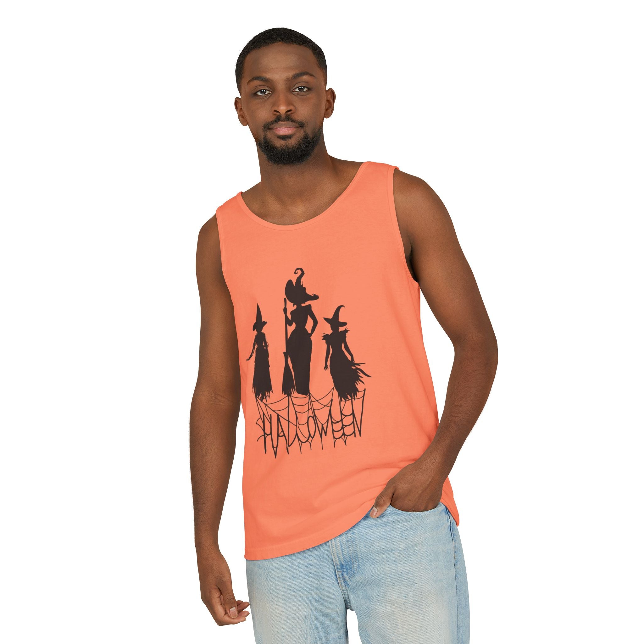 Halloween Witches Tank Top, Spooky Summer Shirt, Unisex Beach Wear, Fall Festival Apparel, Halloween Party Top