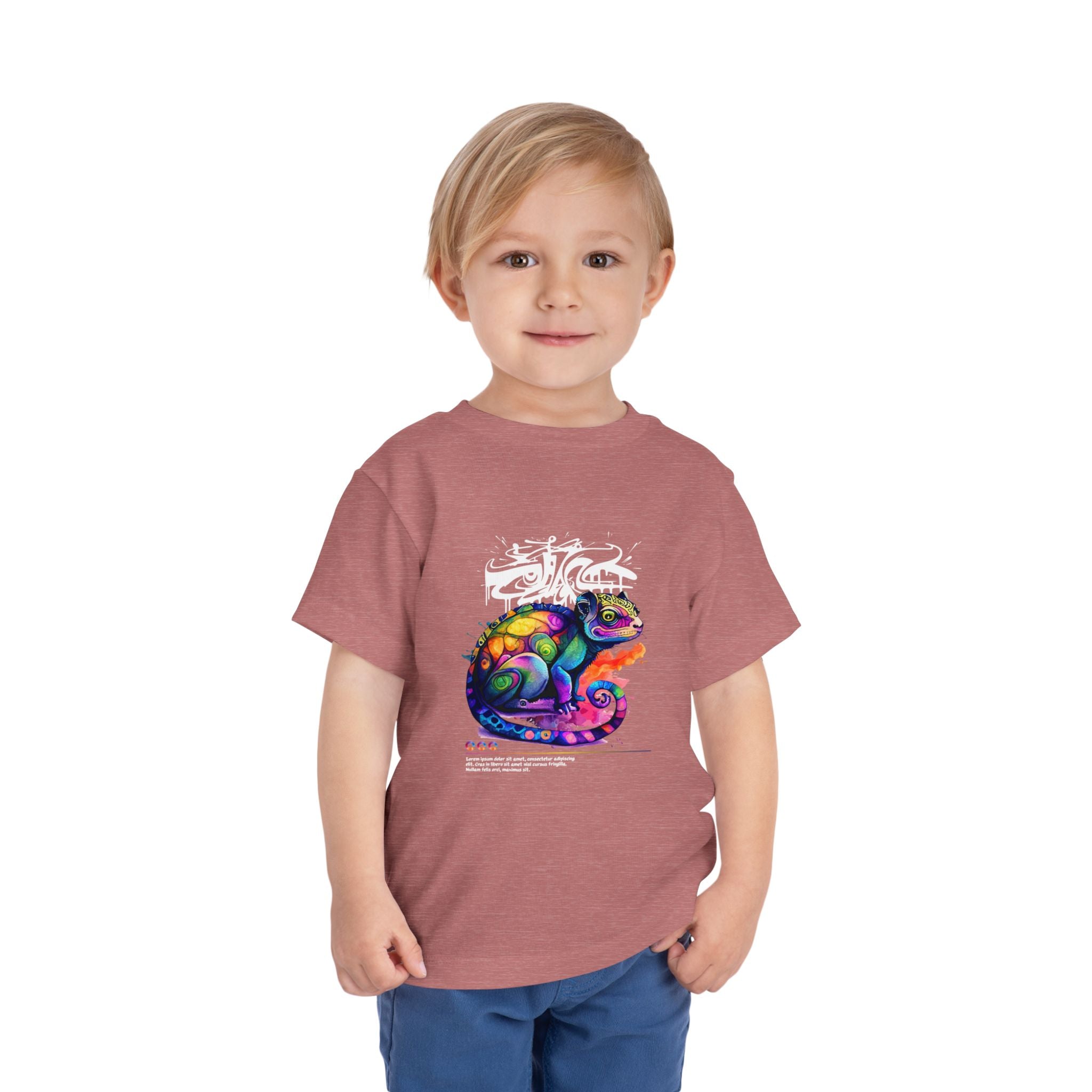 Colorful Chameleon Toddler Tee, Fun Kids Shirt, Vibrant Short Sleeve Tee, Birthday Gift, Summer Outfit, Playdate Wear