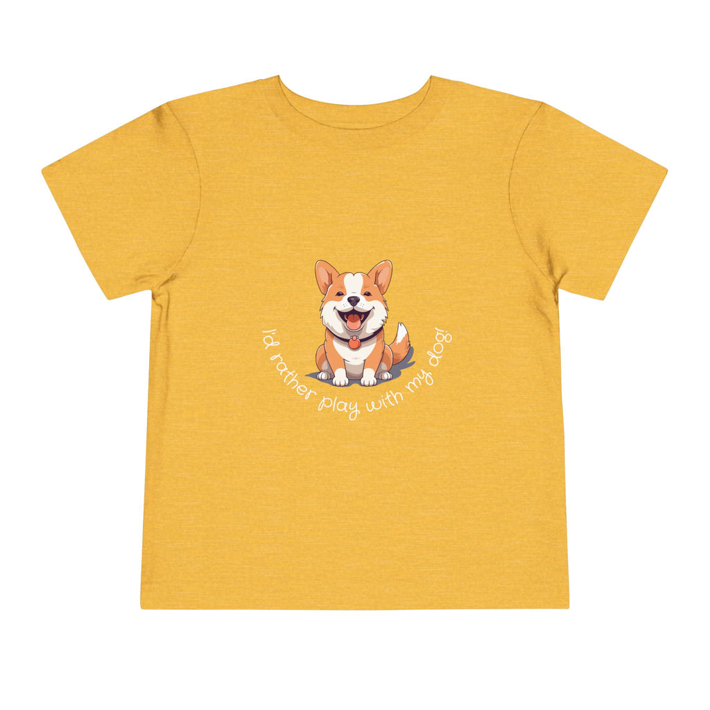 Cute Dog Lover Toddler Tee, I'd Rather Play with My Dog, Perfect for Dog Lovers, Birthday, Gift for Kids, Everyday Wear