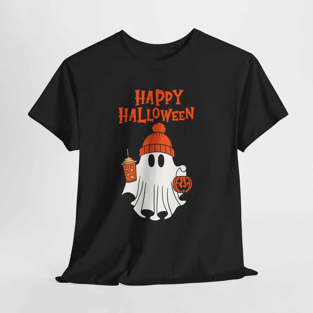 Happy Halloween Ghost Tee, Unisex Cotton T-Shirt, Halloween Apparel, Fall Fashion, Cute Halloween Gift, Ghost Tee