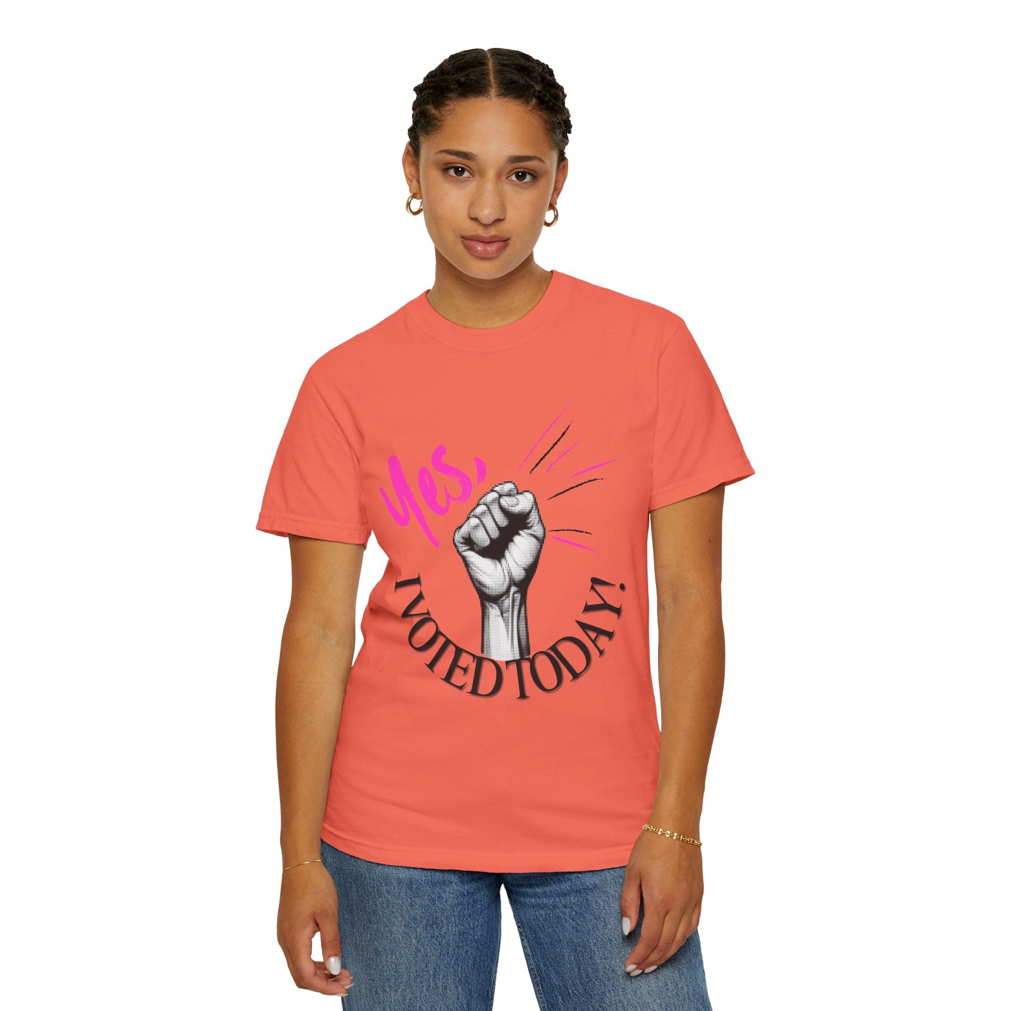 Empowering Voting T-shirt, Yes I Voted Today Tee, Unisex Garment-Dyed Shirt, Election Day Apparel, Civic Engagement Top