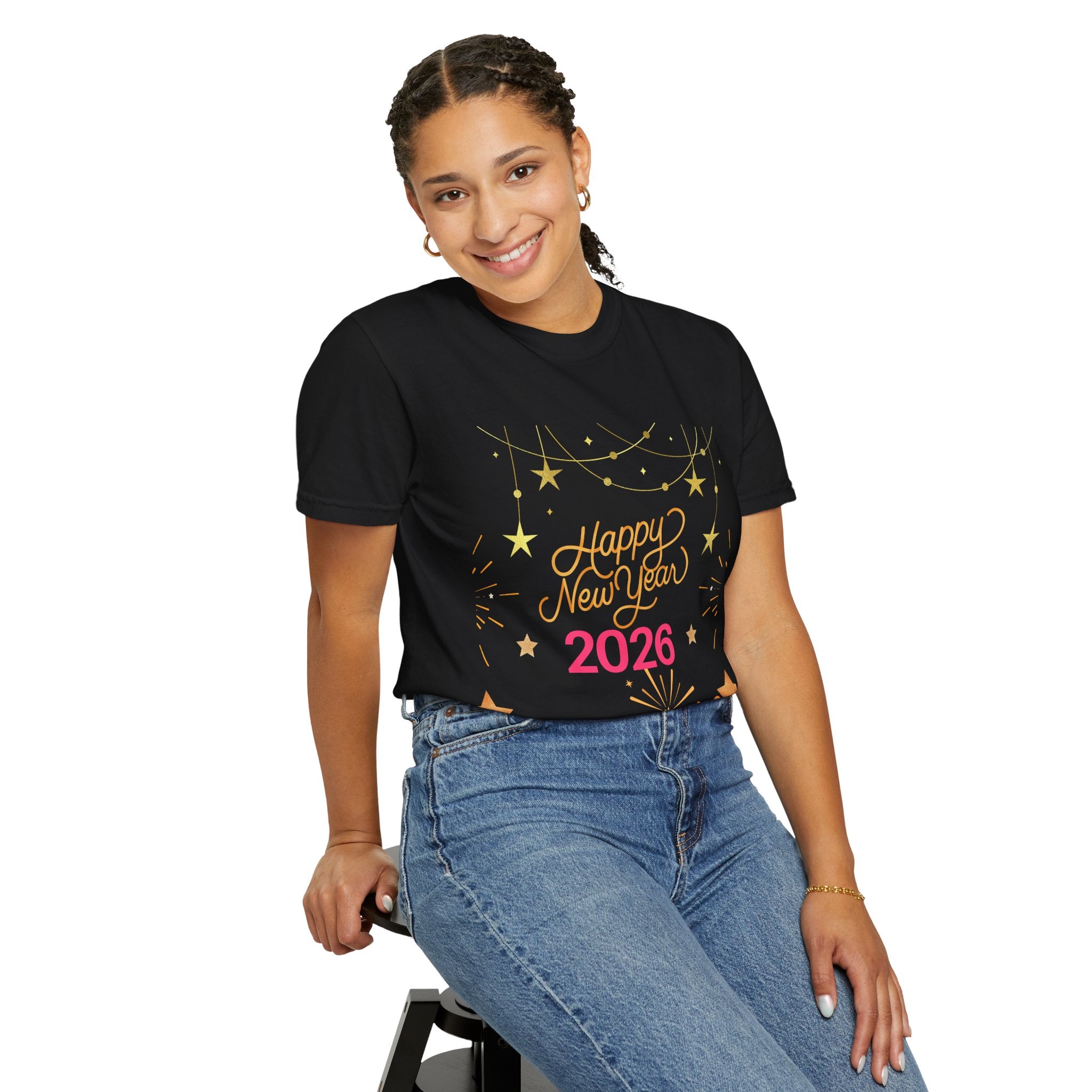 New Year Celebration T-Shirt | Unisex Garment-Dyed Tee with Happy New Year 2026 Design, Festive Apparel, Holiday Gift, Party Wear