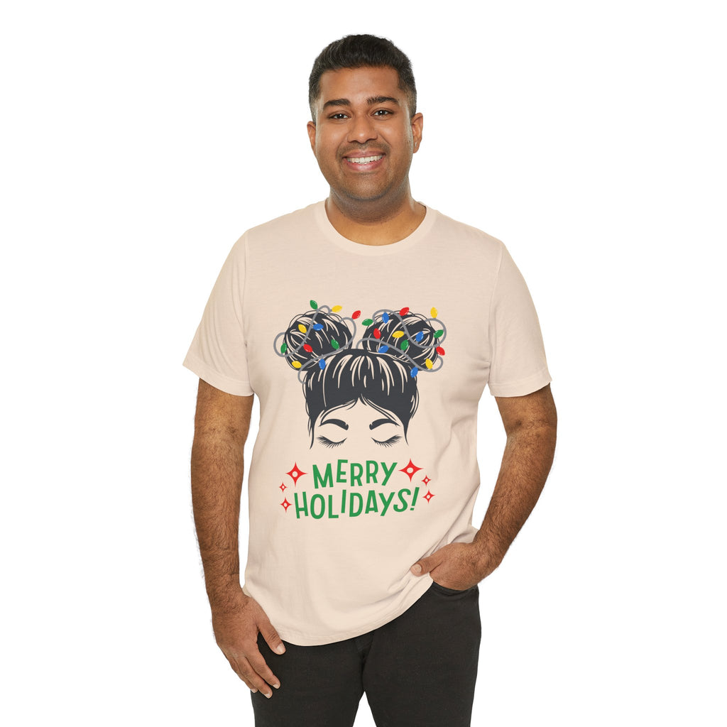 Festive Holiday Tee - Merry Holidays Graphic, Unisex Jersey Short Sleeve Shirt, Christmas Apparel, Seasonal Gift, Cozy Vibes