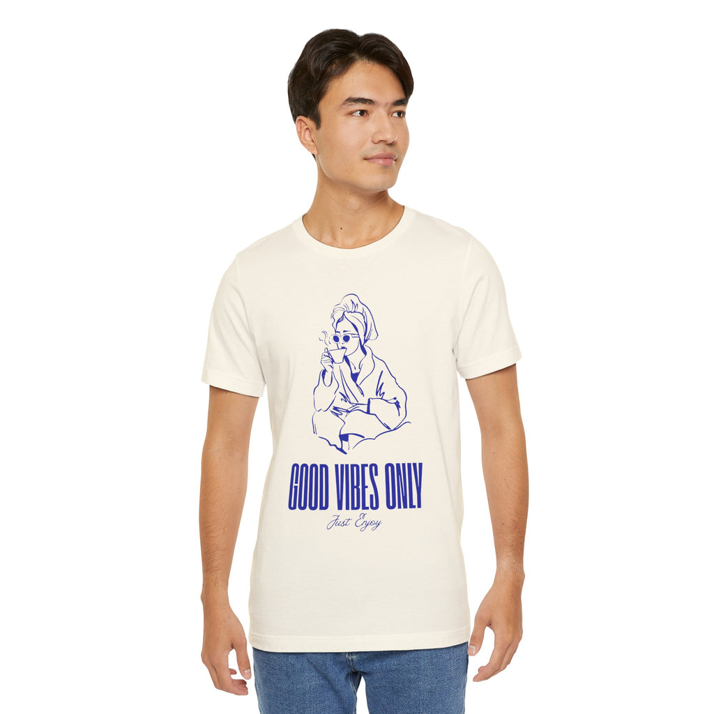 Good Vibes Only Unisex Jersey Tee - Relaxed Fit, Casual Outing, Gift for Friend, Positive Energy Shirt, Summer Wear