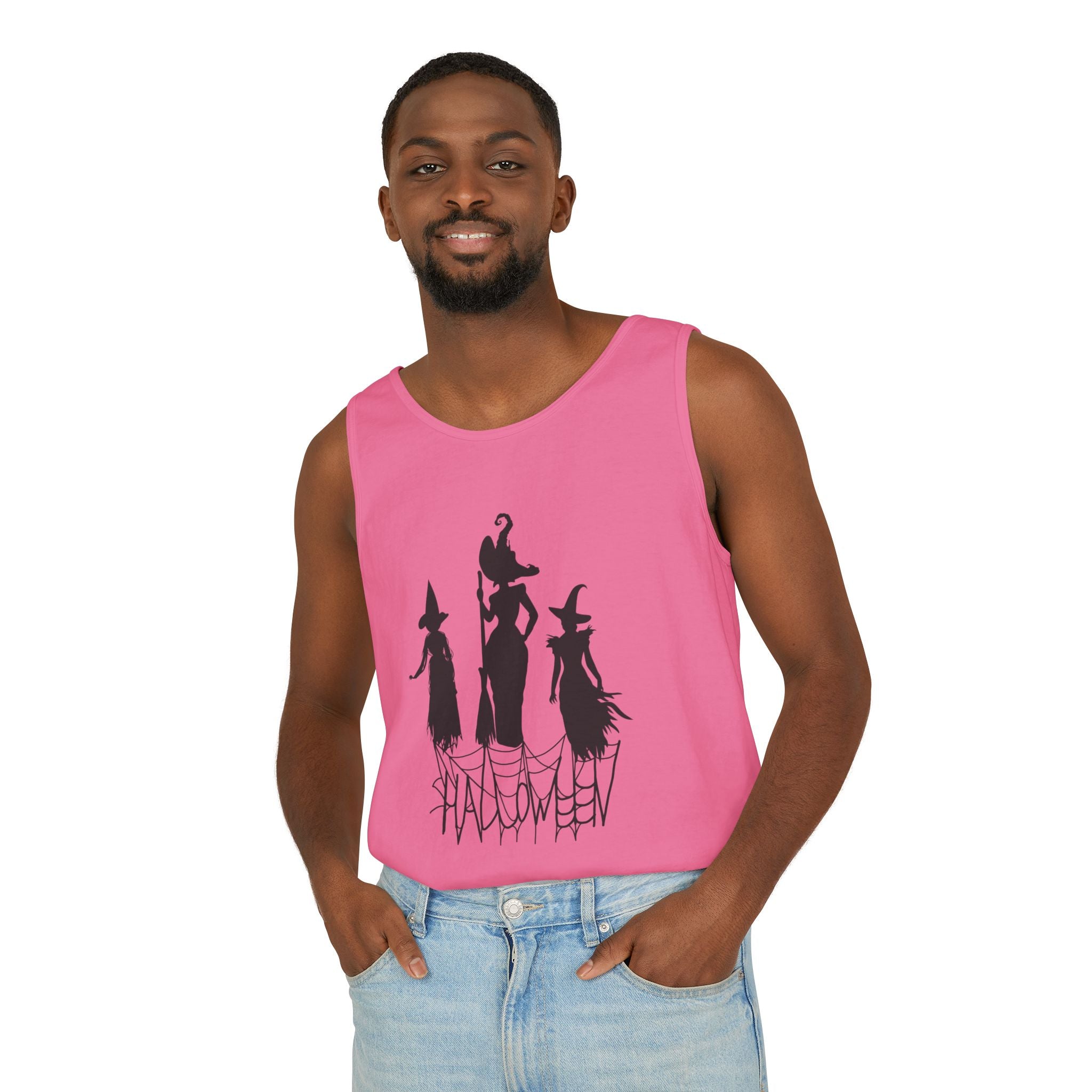 Halloween Witches Tank Top, Spooky Summer Shirt, Unisex Beach Wear, Fall Festival Apparel, Halloween Party Top