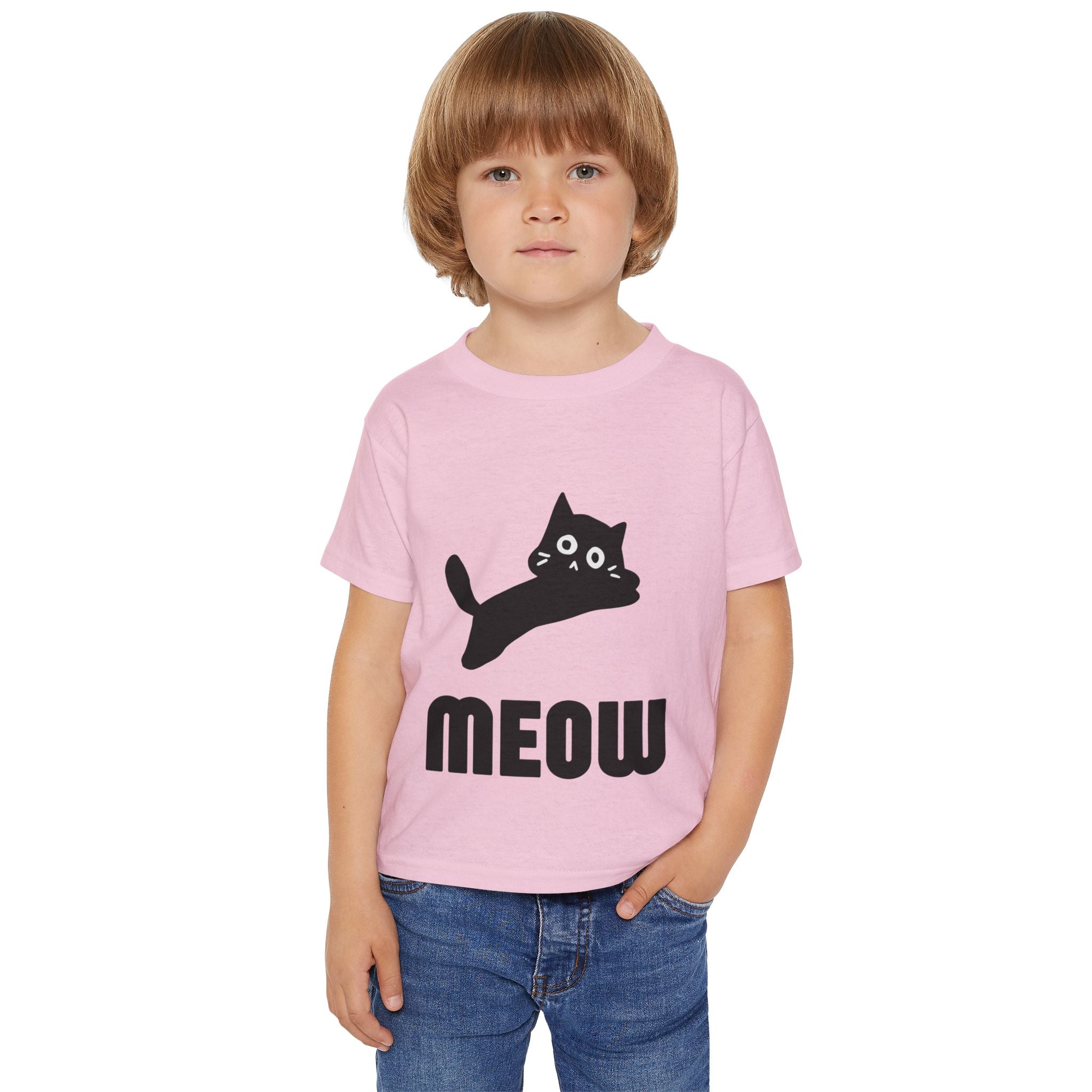 Cute Cat Meow Toddler T-shirt - Fun Kids Tee, Cat Lover Gift, Playful Outfit, Birthday Present, Everyday Wear