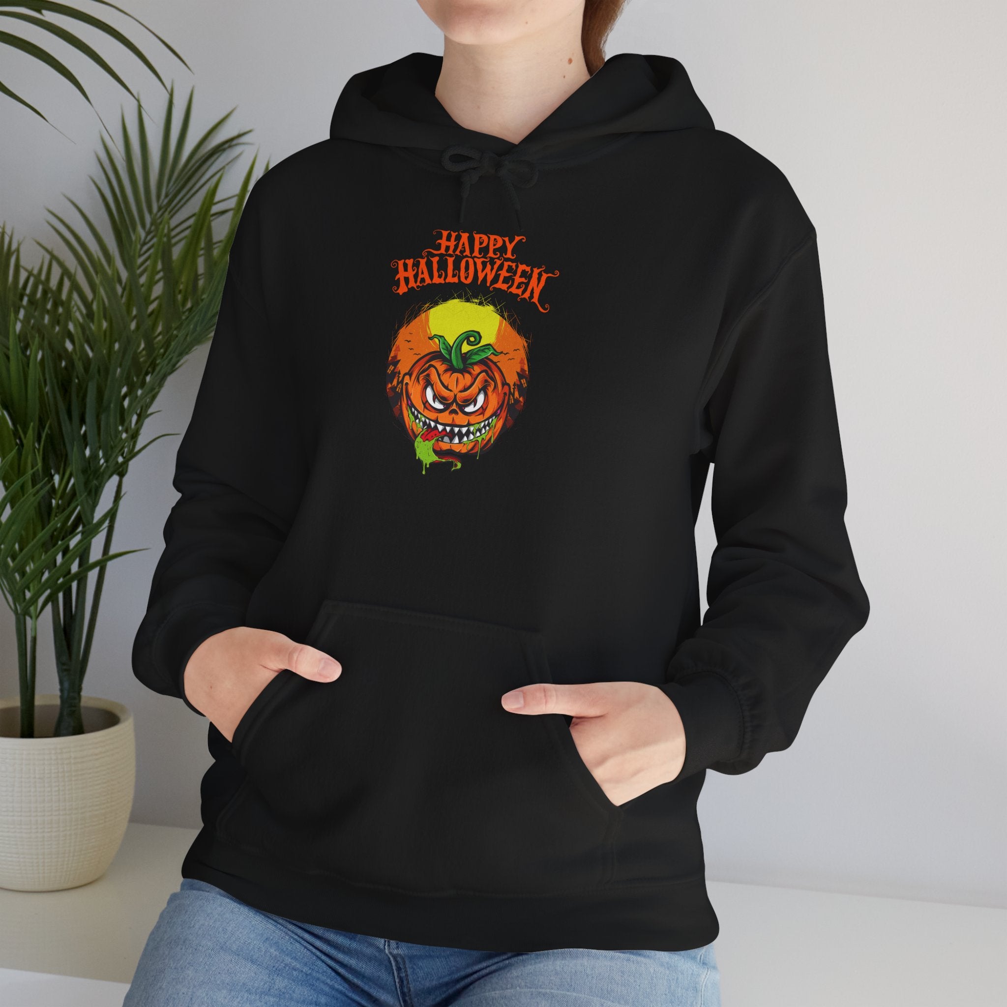 Halloween-Themed Unisex Hooded Sweatshirt, Cozy Halloween Apparel, Witch Design Hoodie, Fall Outfit, Spooky Season Gift