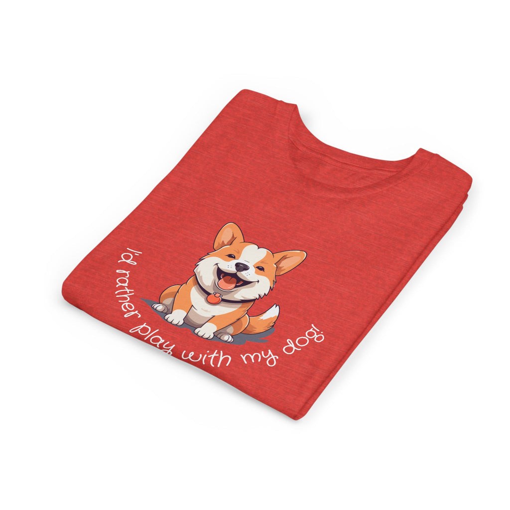 Youth Dog Lover Tee, Kids Corgi Shirt, Playful Dog T-Shirt, Pet Lover Gift, Children's Animal Apparel
