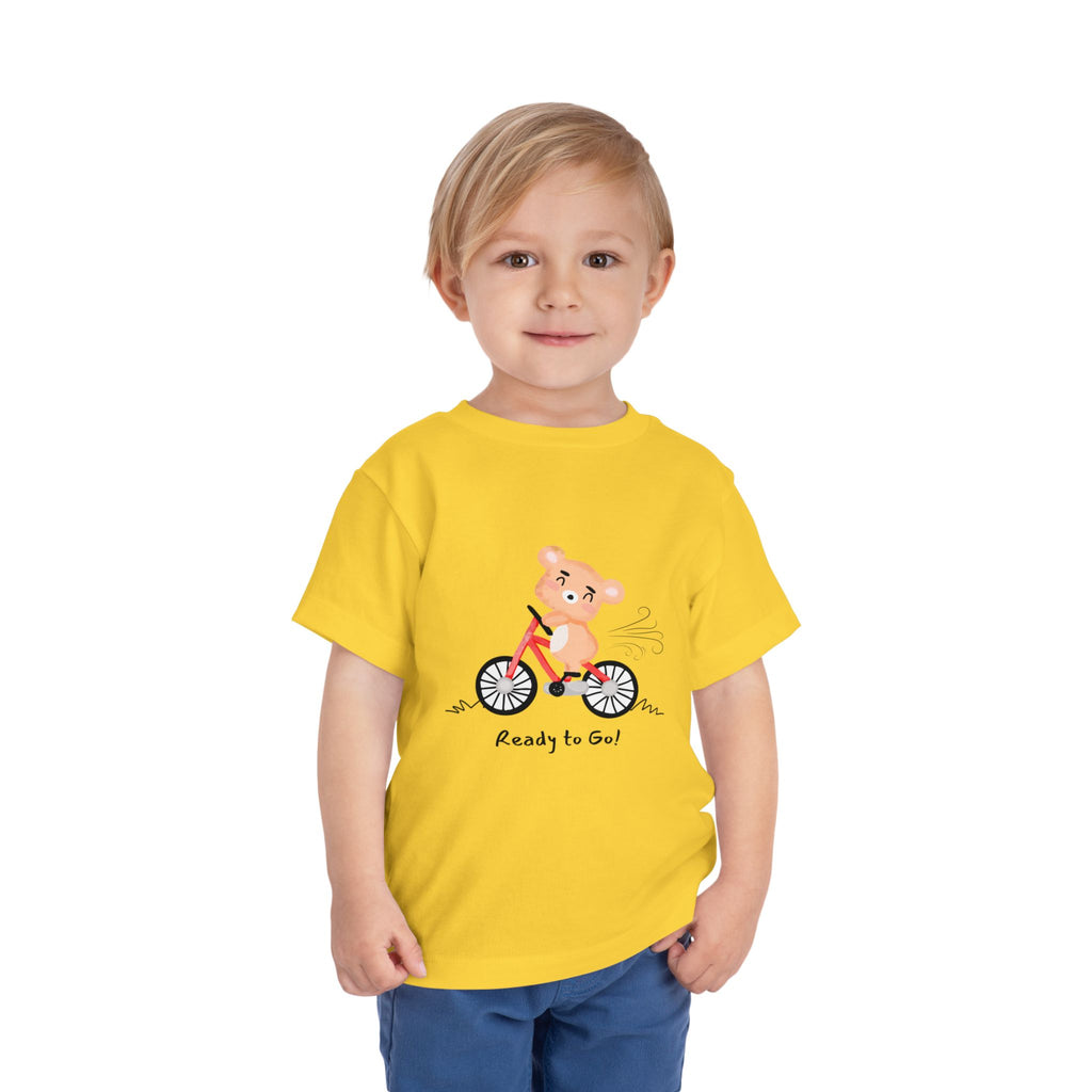 Cute Toddler Short Sleeve Tee - "Ready to Go!" Kids Shirt, Summer Outfit, Playful Apparel, Gift for Kids, Bicycle Design