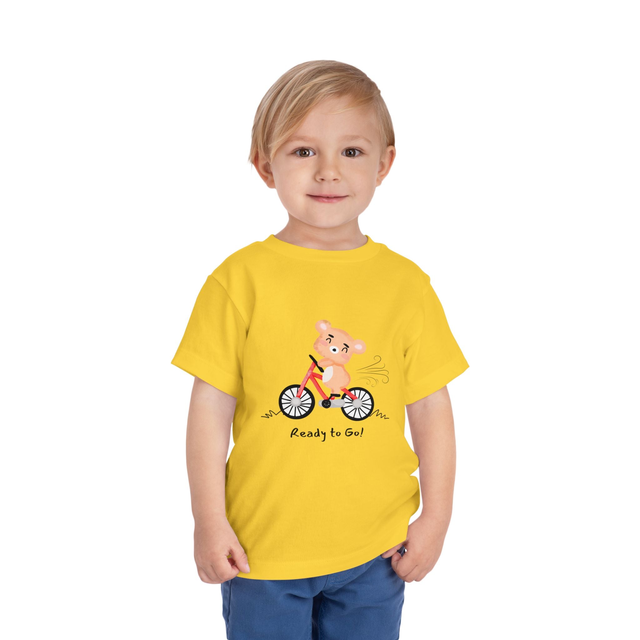 Cute Toddler Short Sleeve Tee - "Ready to Go!" Kids Shirt, Summer Outfit, Playful Apparel, Gift for Kids, Bicycle Design