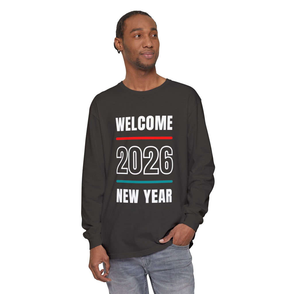2026 New Year Long Sleeve T-Shirt | Unisex Cotton Tee for Celebration, Holiday Gift, Festive Apparel, Casual Wear