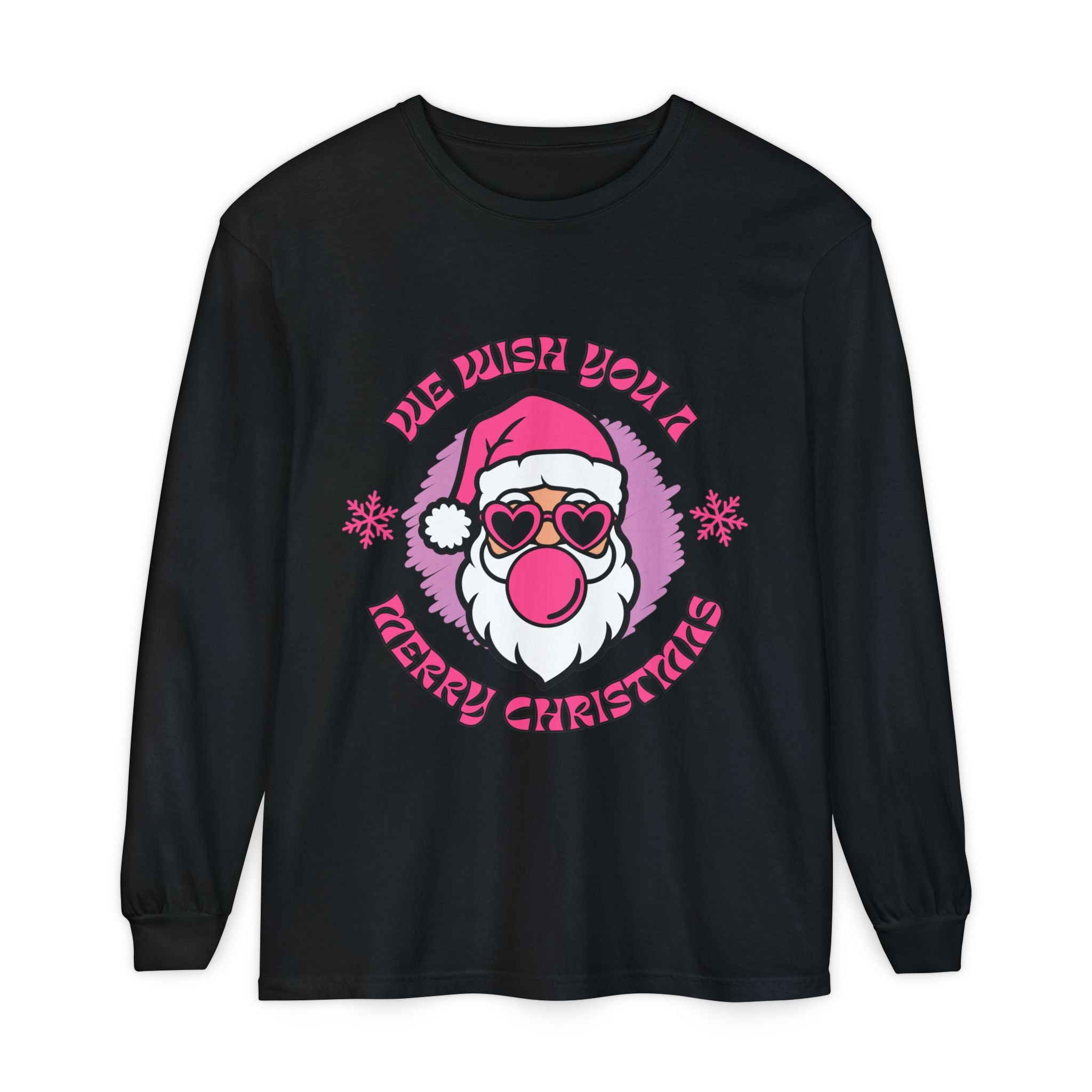 Merry Christmas Long Sleeve T-Shirt, Unisex Festive Tee, Holiday Wear, Santa Design Apparel, Christmas Gift Idea, Relaxed Fit Shirt