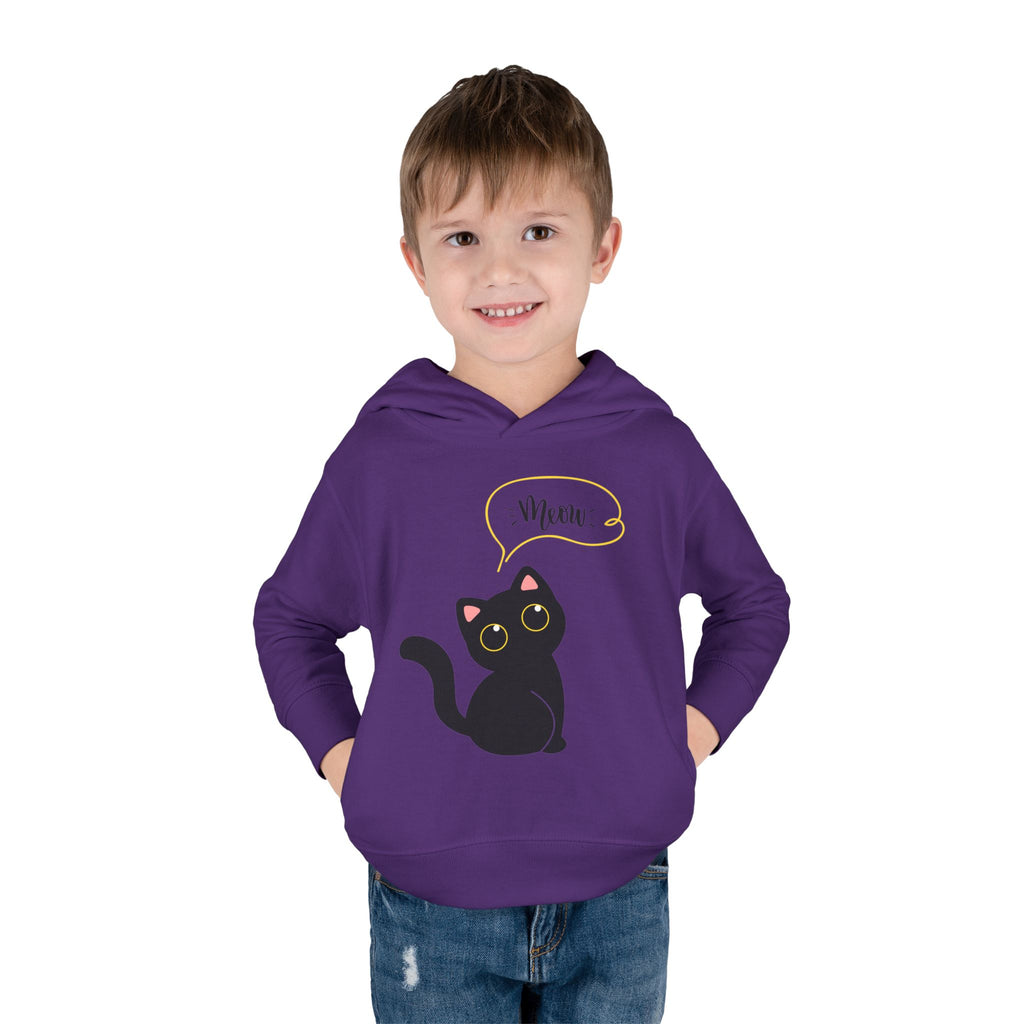 Black Cat Toddler Fleece Hoodie, Cute Kids Pullover, Cat Lover Gift, Birthday Present, Cozy Toddler Clothes