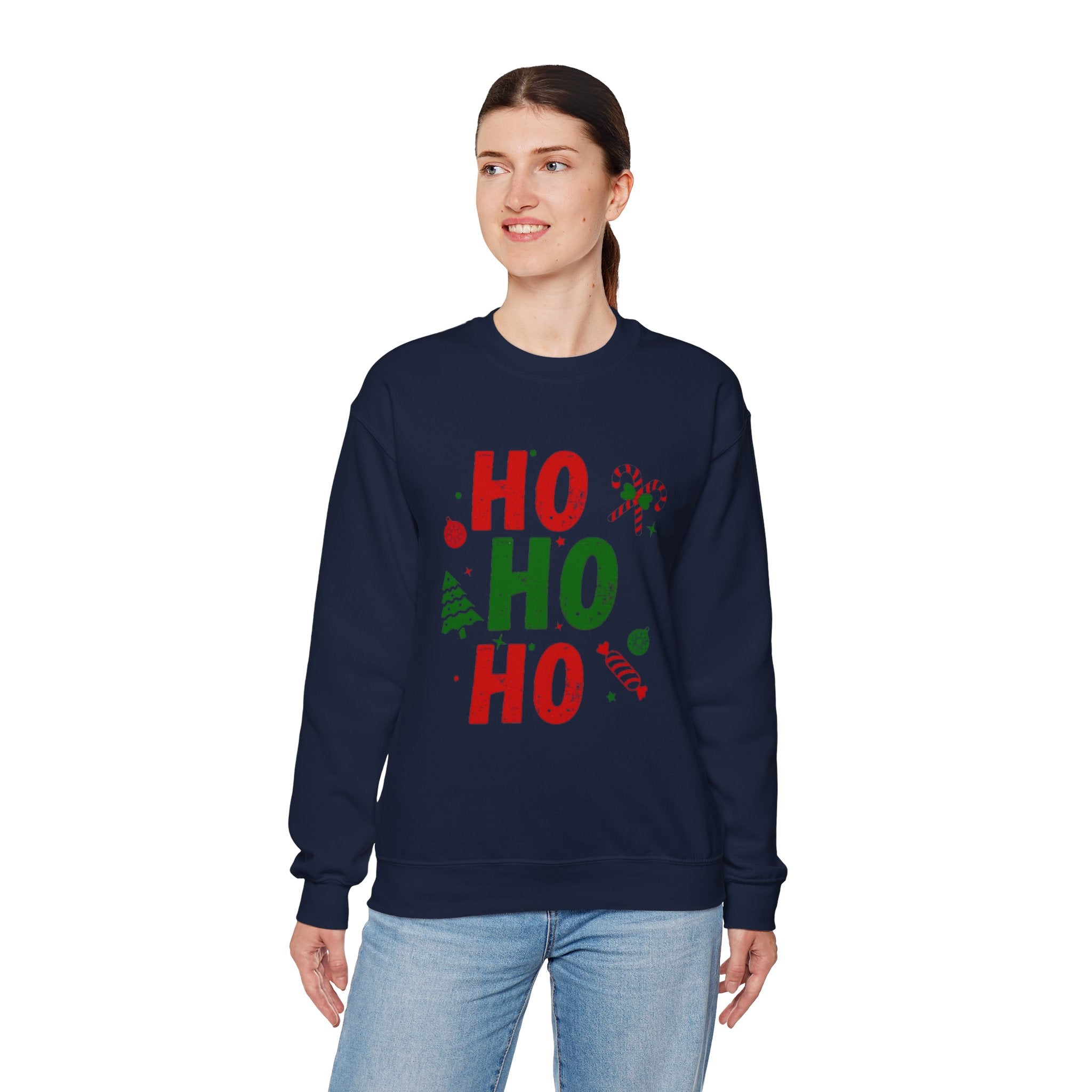Festive Ho Ho Ho Sweatshirt for Holiday Cheer, Christmas Gift, Cozy Winter Apparel, Family Gatherings, Unisex Holiday Sweatshirt