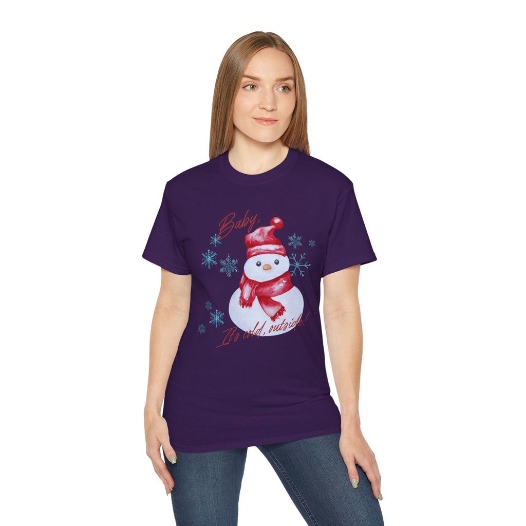 Winter Wonderland Snowman Tee, Unisex Cotton T-Shirt for Holiday Cheer, Christmas Party, Gift, Cozy Winter Apparel