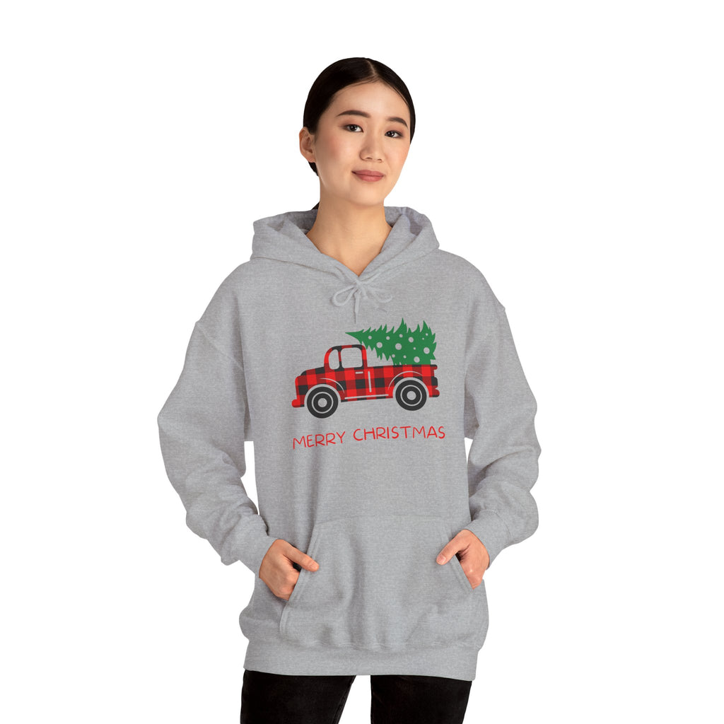 Merry Christmas Truck Hoodie, Festive Sweatshirt, Holiday Gift, Cozy Winter Apparel, Unisex Christmas Wear