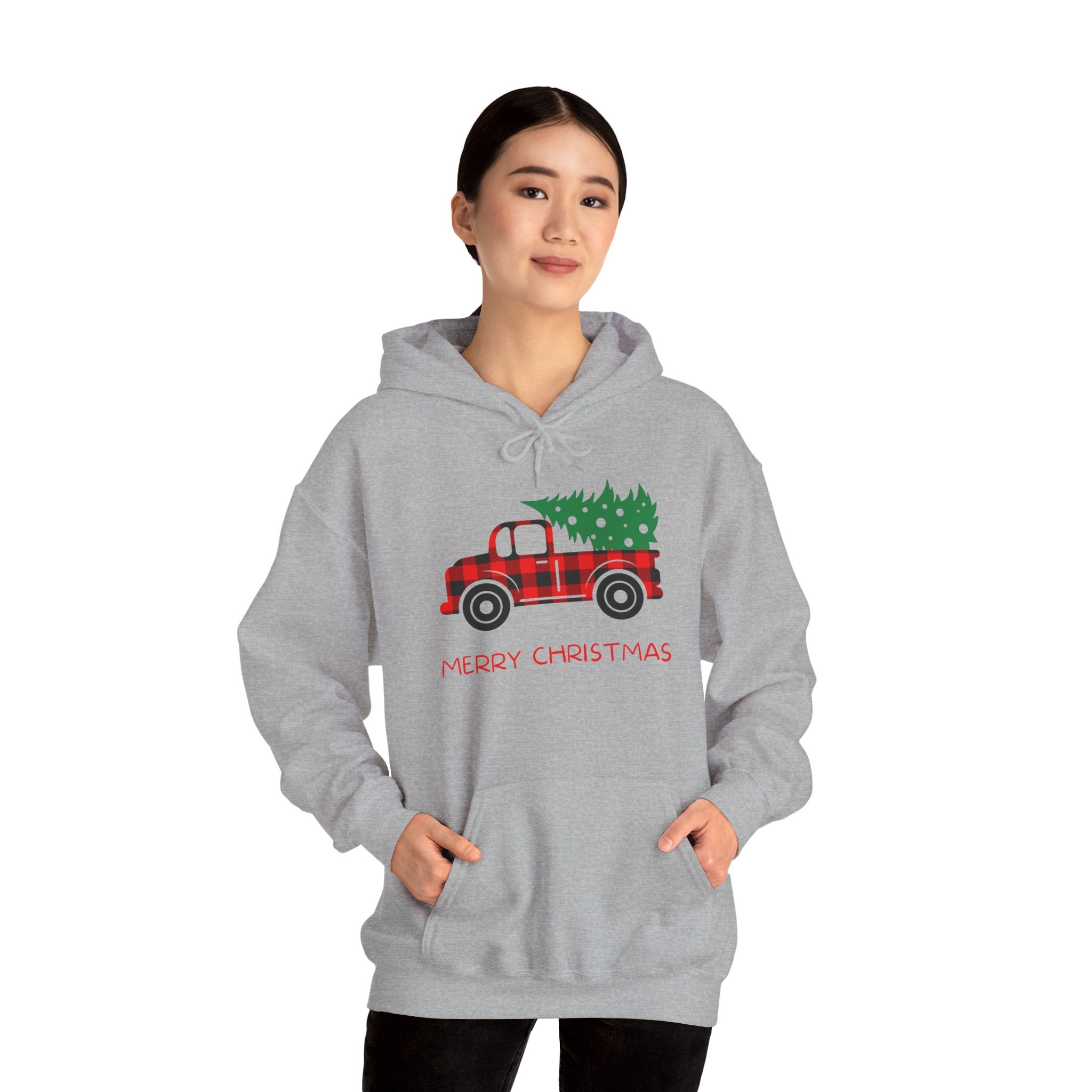 Merry Christmas Truck Hoodie, Festive Sweatshirt, Holiday Gift, Cozy Winter Apparel, Unisex Christmas Wear