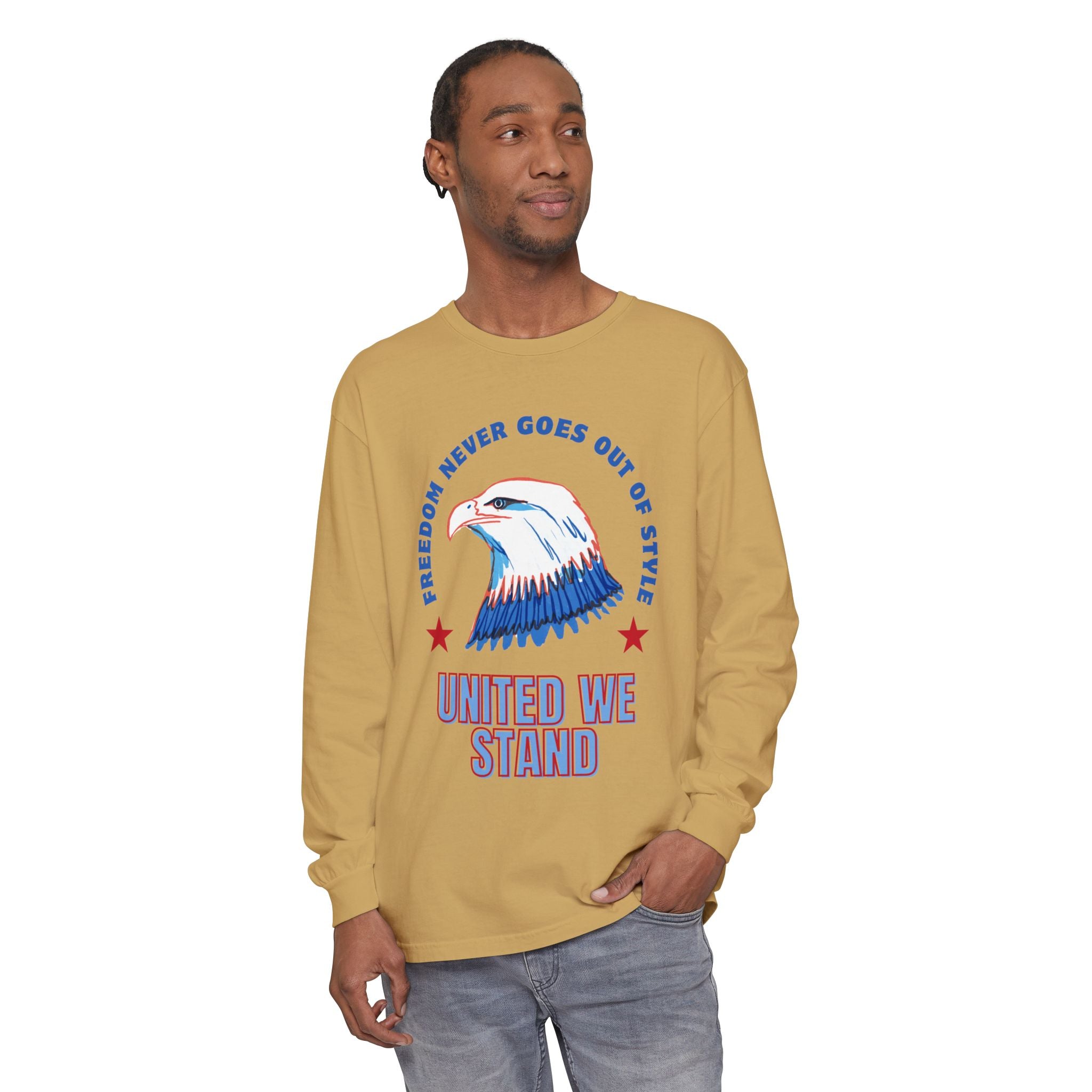 Patriotic Long Sleeve T-Shirt Perfect for Celebrating Holidays, Independence Days