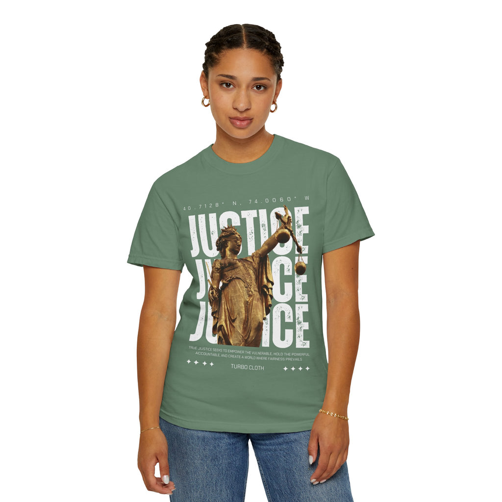Justice Statue Unisex T-shirt, Casual Wear, Inspirational Gift, Equality Shirt, Art-Inspired Clothing, Birthday Gift, Statement Tees