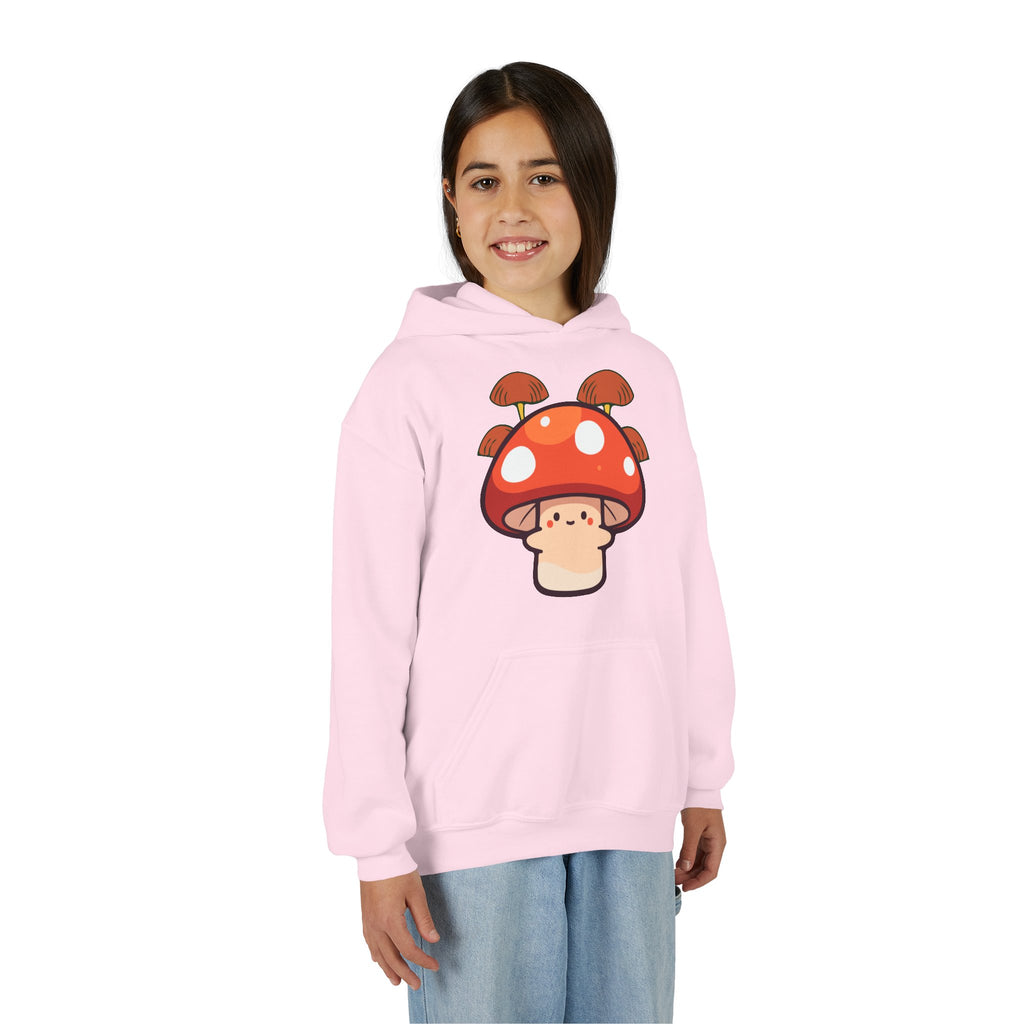 Cute Mushroom Youth Hoodie, Cozy Mushroom Sweatshirt for Kids, Perfect for Fall, Gifts for Young Nature Lovers, Fun Casual Wear