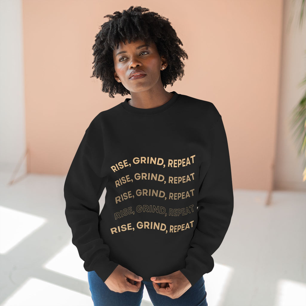 Rise, Grind, Repeat Sweatshirt | Cozy Motivational Crewneck | Perfect for Gym Lovers, Athletes, Gift for Friends, Casual Wear