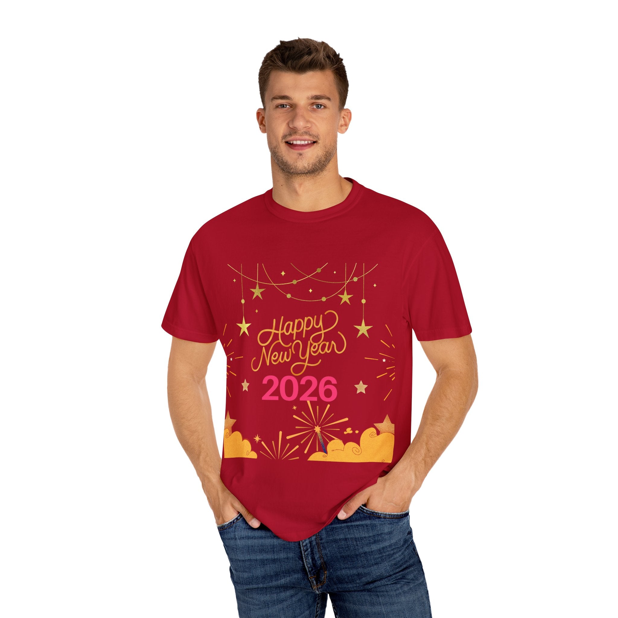 New Year Celebration T-Shirt | Unisex Garment-Dyed Tee with Happy New Year 2026 Design, Festive Apparel, Holiday Gift, Party Wear